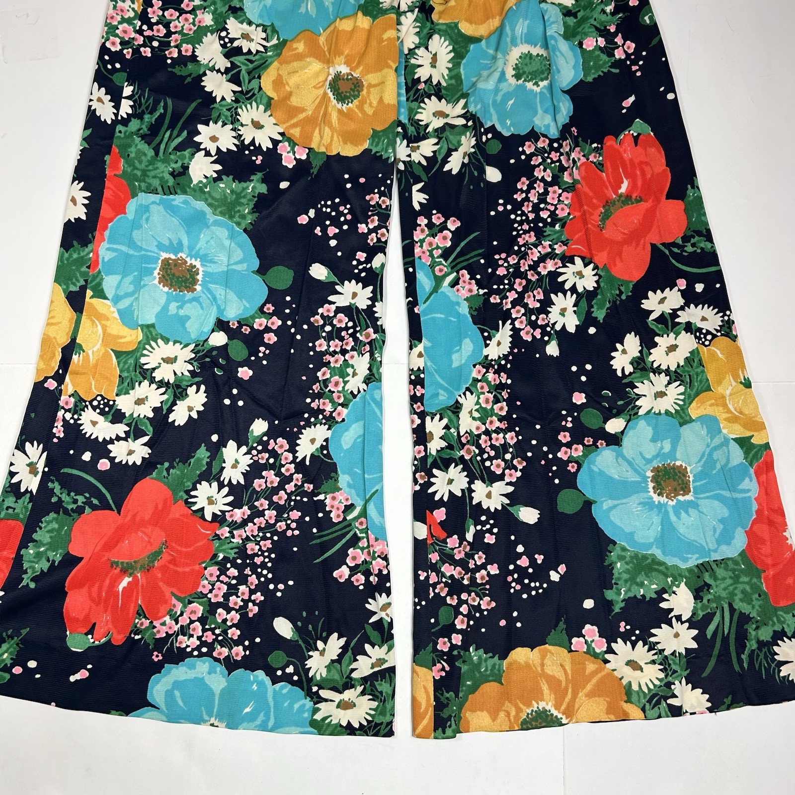 NWT Vtg 60s PARADE NY 2pc Set Multi Floral Button Up Top & Wide Leg Pants Sz 14
