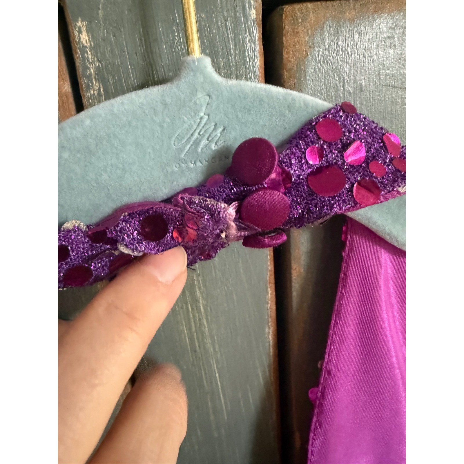 Vintage Flirtations Alfred Angelo Purple Sequin Halter Dress Prom Party USA
