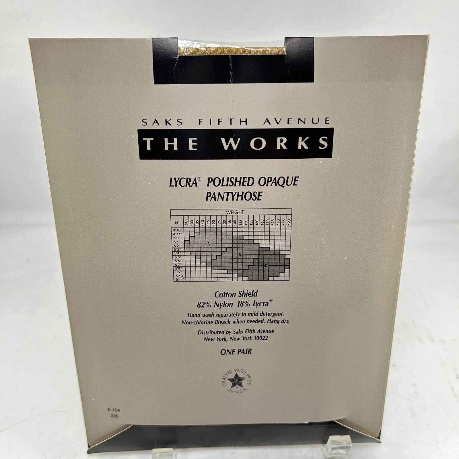 Vtg Saks Fifth Avenue The Works Polished Opaque Pantyhose Curry Size C Nos