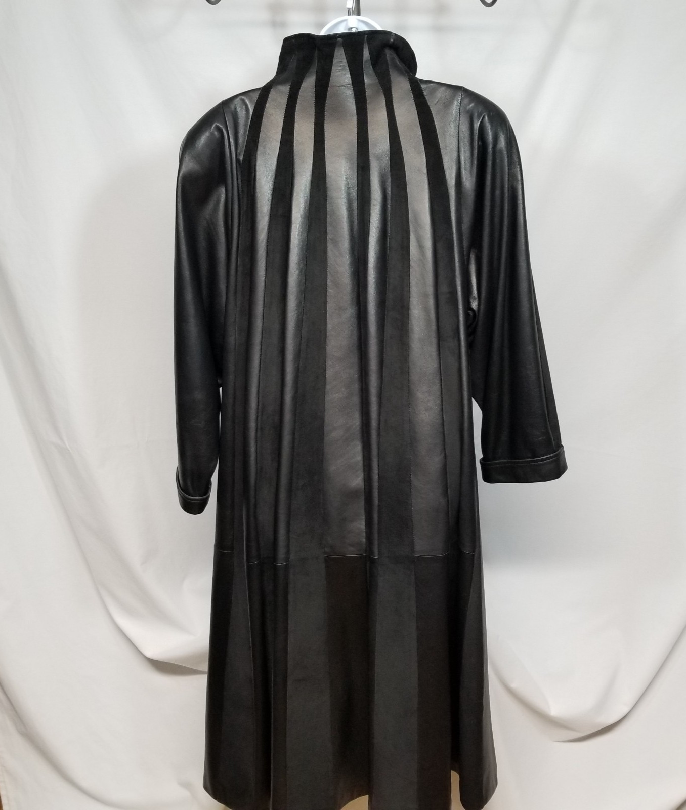 Vintage 1980’s Italian Peruzzi Leather Vera Pelle Women Black Sz 8 Trapeze Coat