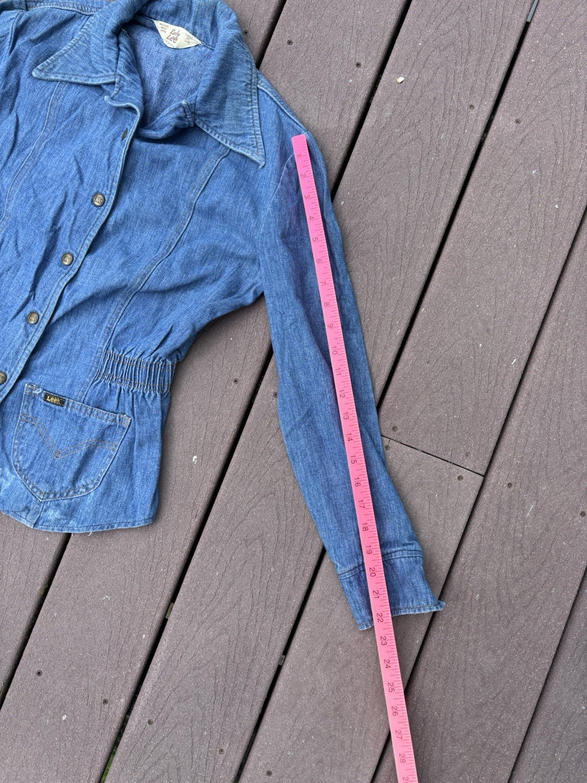 Vtg 1970s Lady Lee Denim Jacket Size Small Medium Blue Jean western top hippie