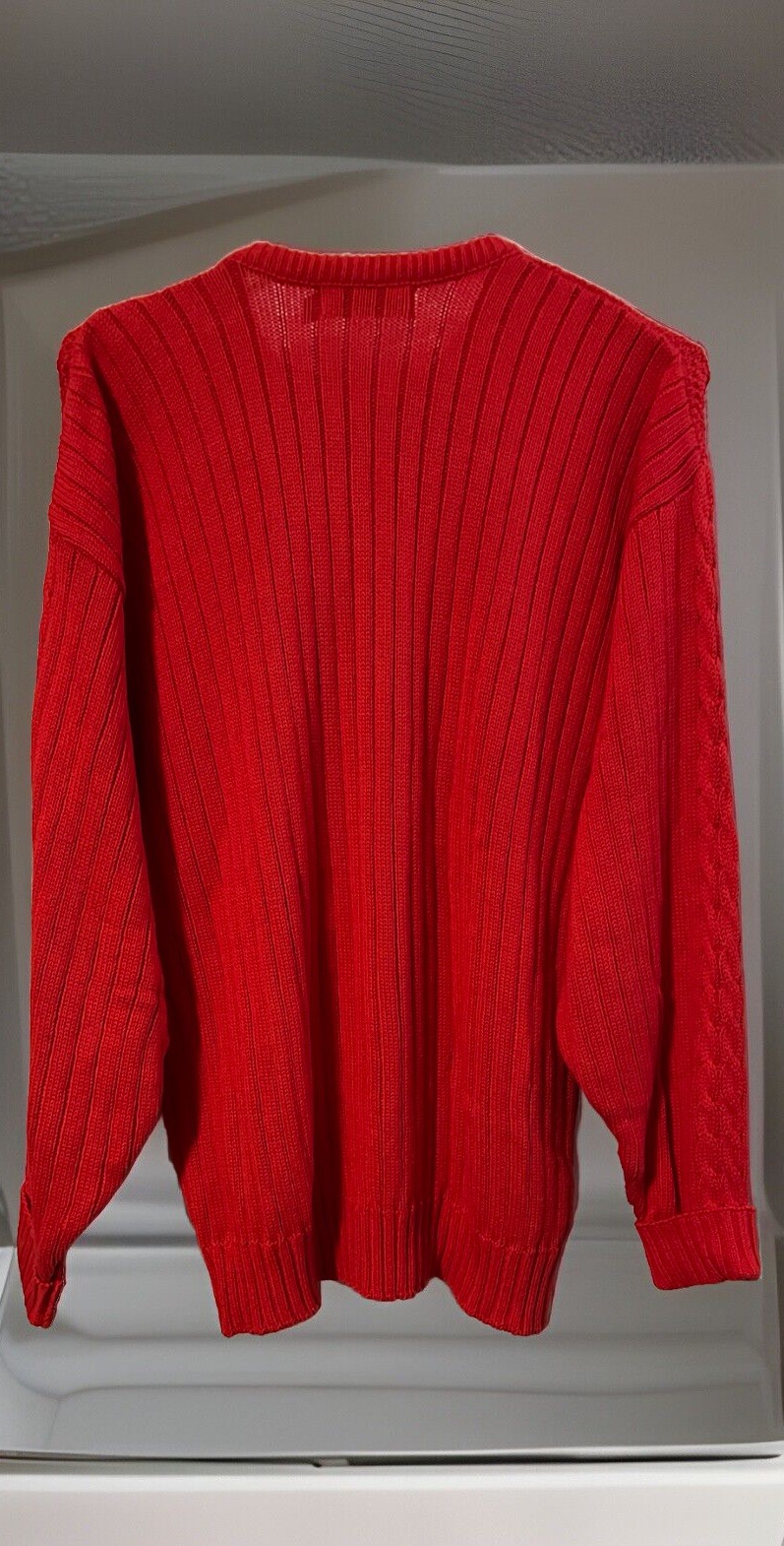 Vintage Jantzen Sweater Women Size XLT Red Crew Neck Cable Knit Fisherman Heavy