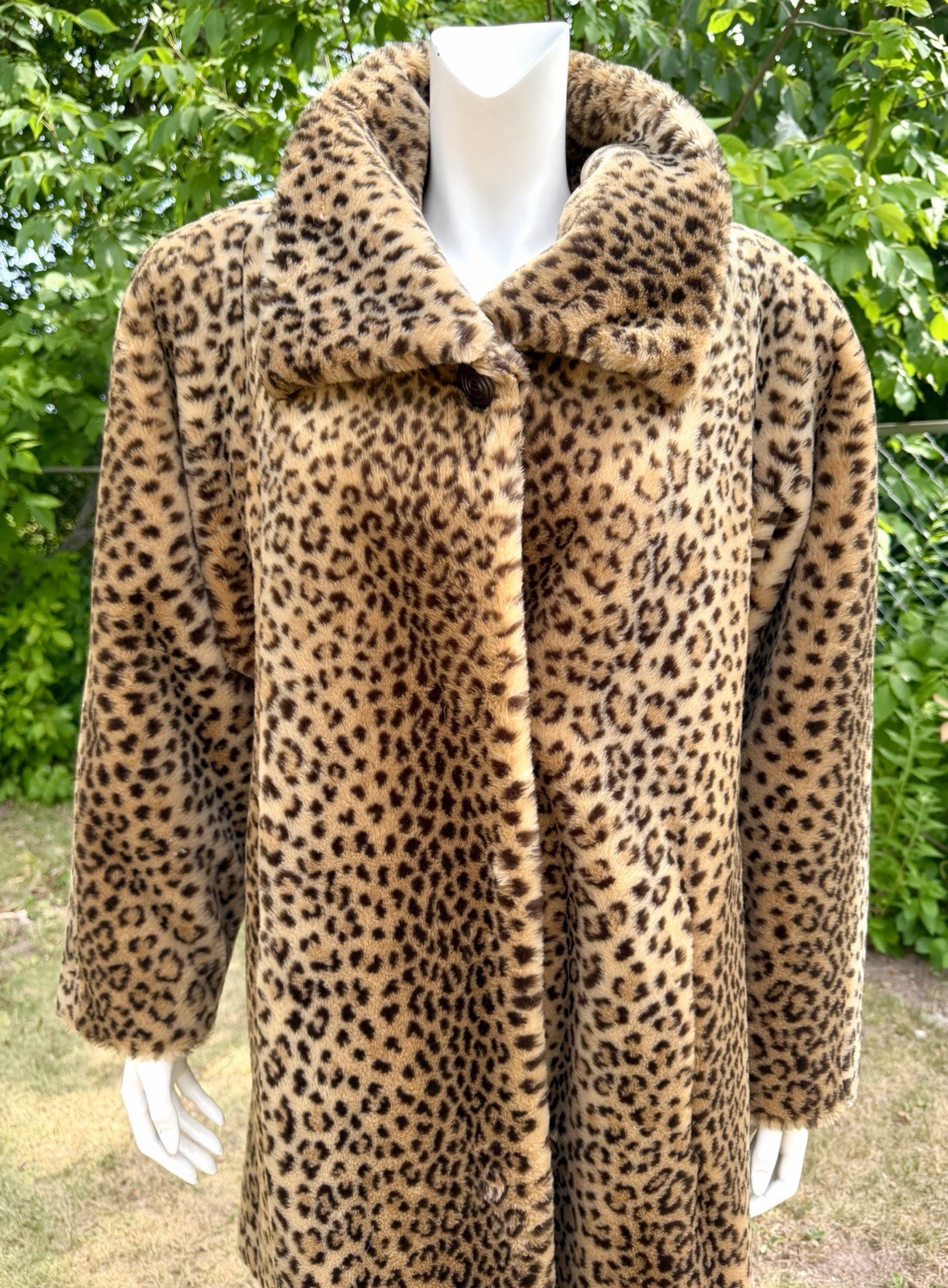Vintage FAUX LEOPARD FUR Coat Teddy Bear Jacket 1980s 1990s M Donnybrook Short
