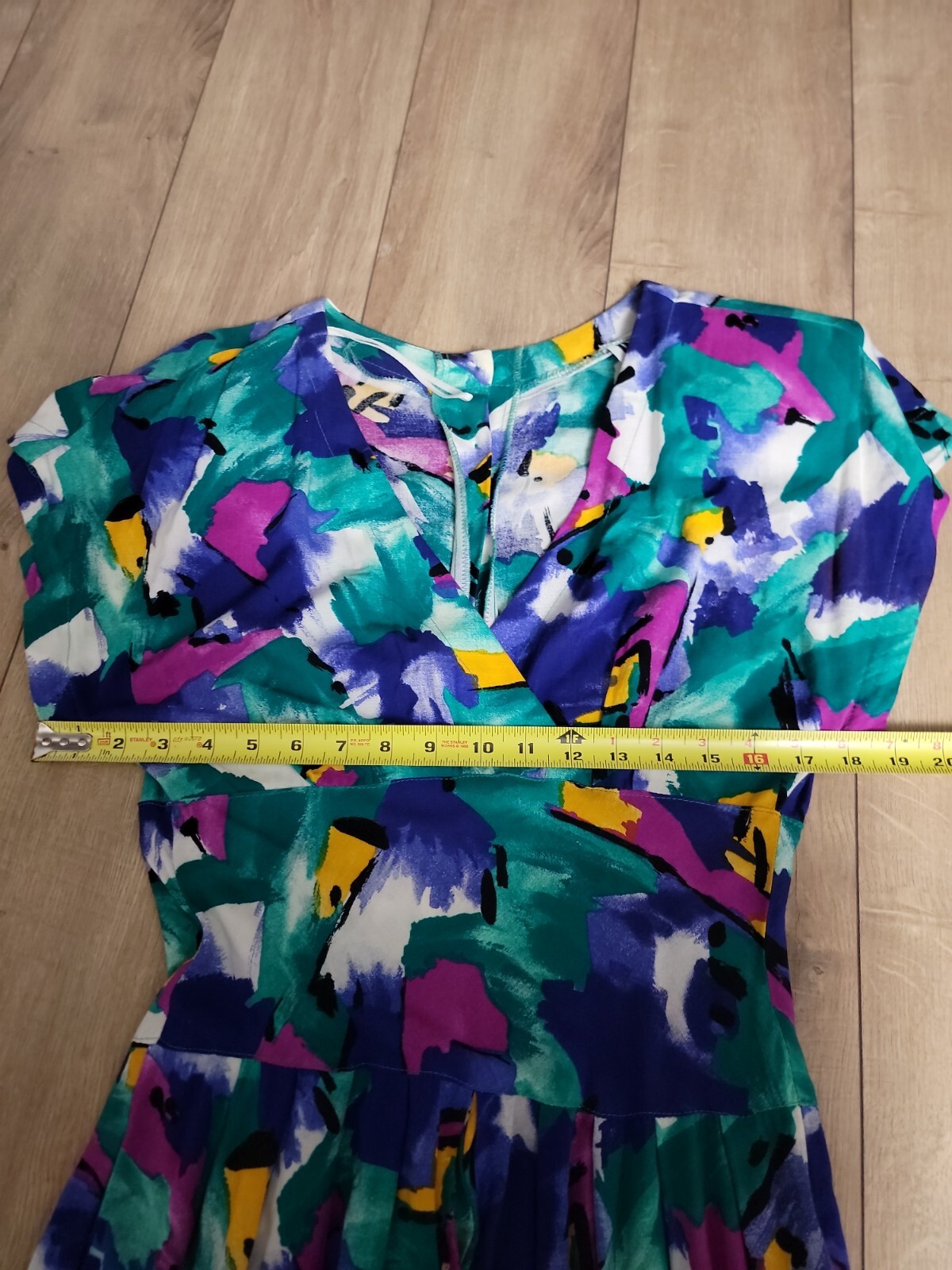 VTG’80s R.E.O Abstract Pattern Tea Garden Dress / Puff Shoulder Rockabilly