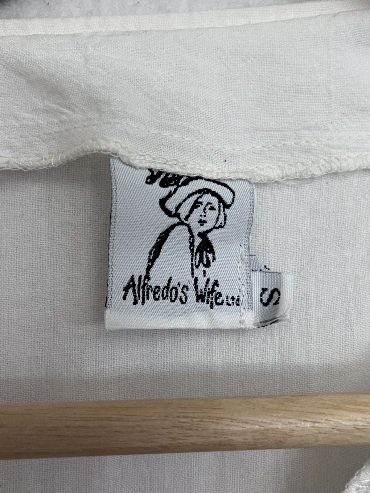 ALFREDO’S WIFE Vtg White Cotton Shirt Top Appliqué Native Women Art to Wear S