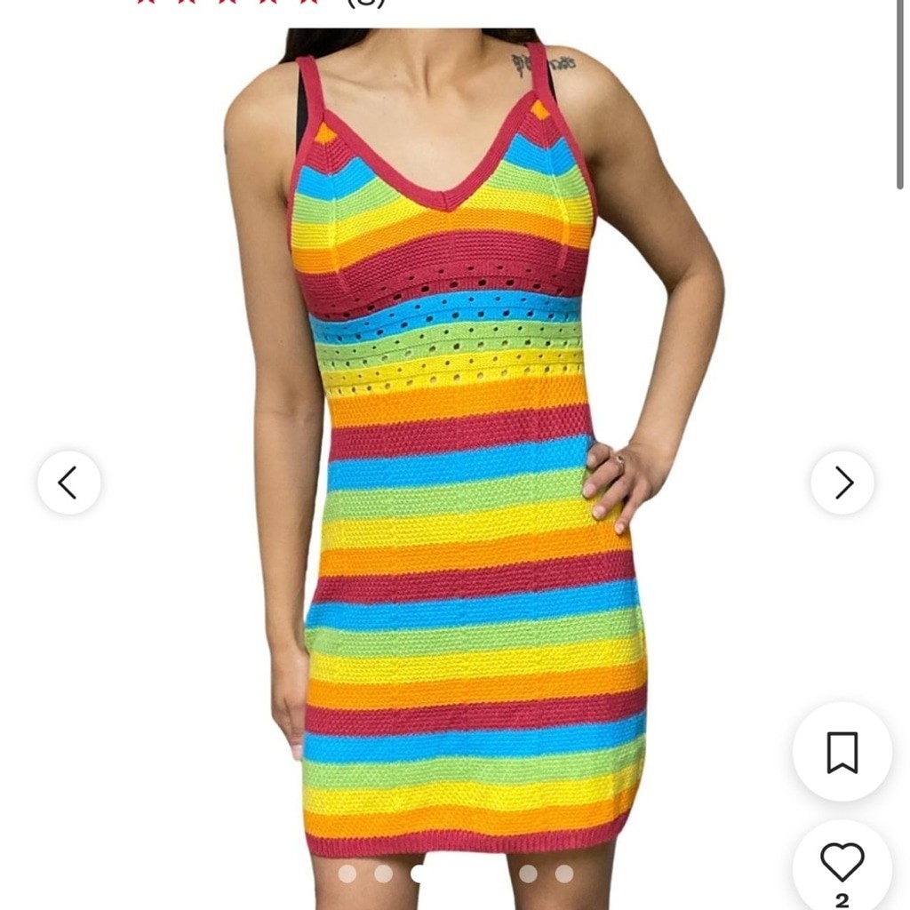 Ultra Flirt multicolor knit crochet stretch y2k Sundress vintage