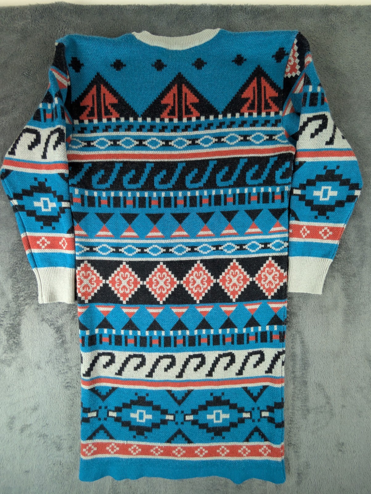 VTG Givy BGibiu Made In Japan Aztec Southwestern Geometric Knit Sweater Dress