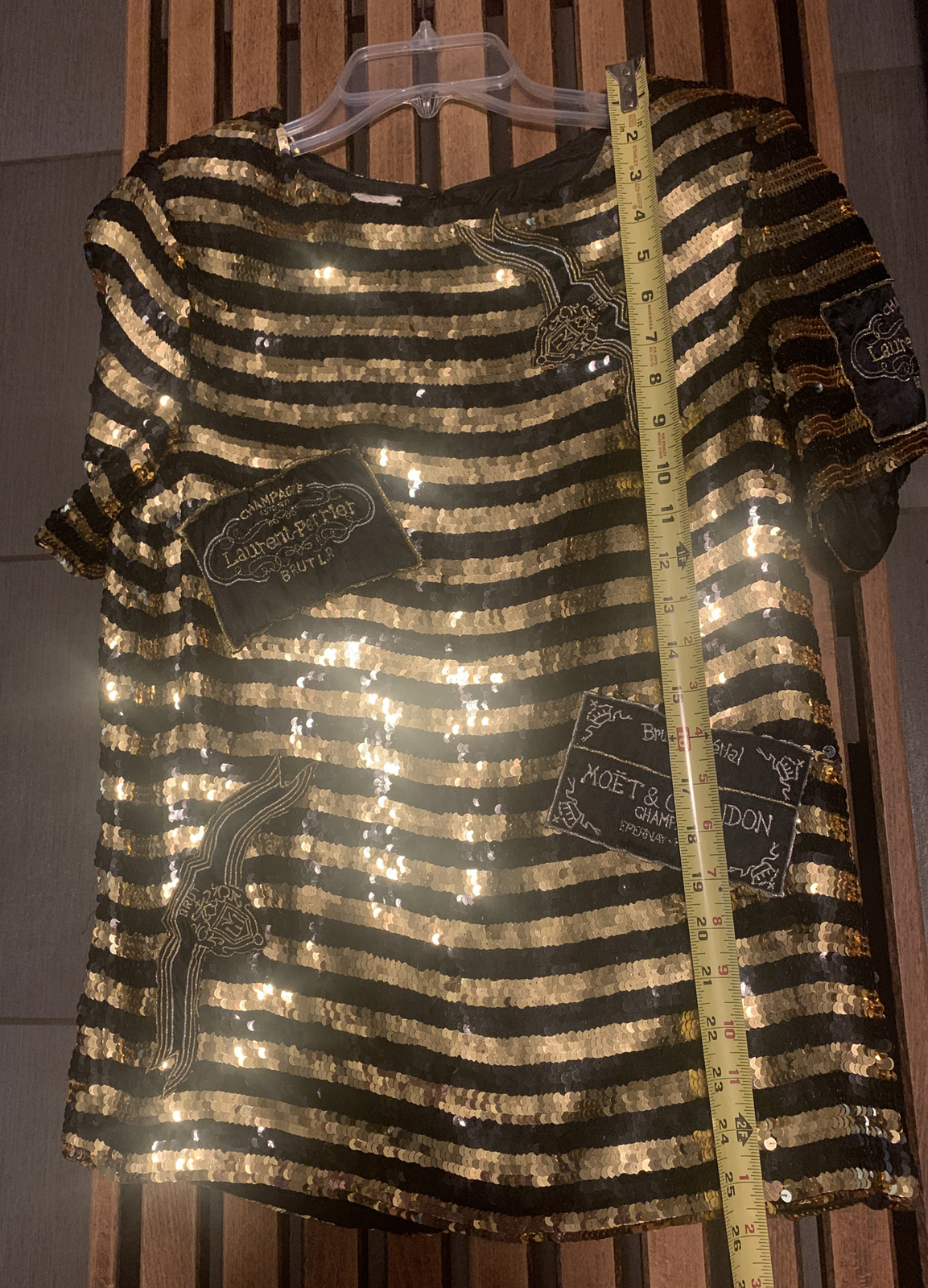 Vintage Modi Sequins Champagne Laurent-Perrier & Moët Chandon Bling Shirt Size S