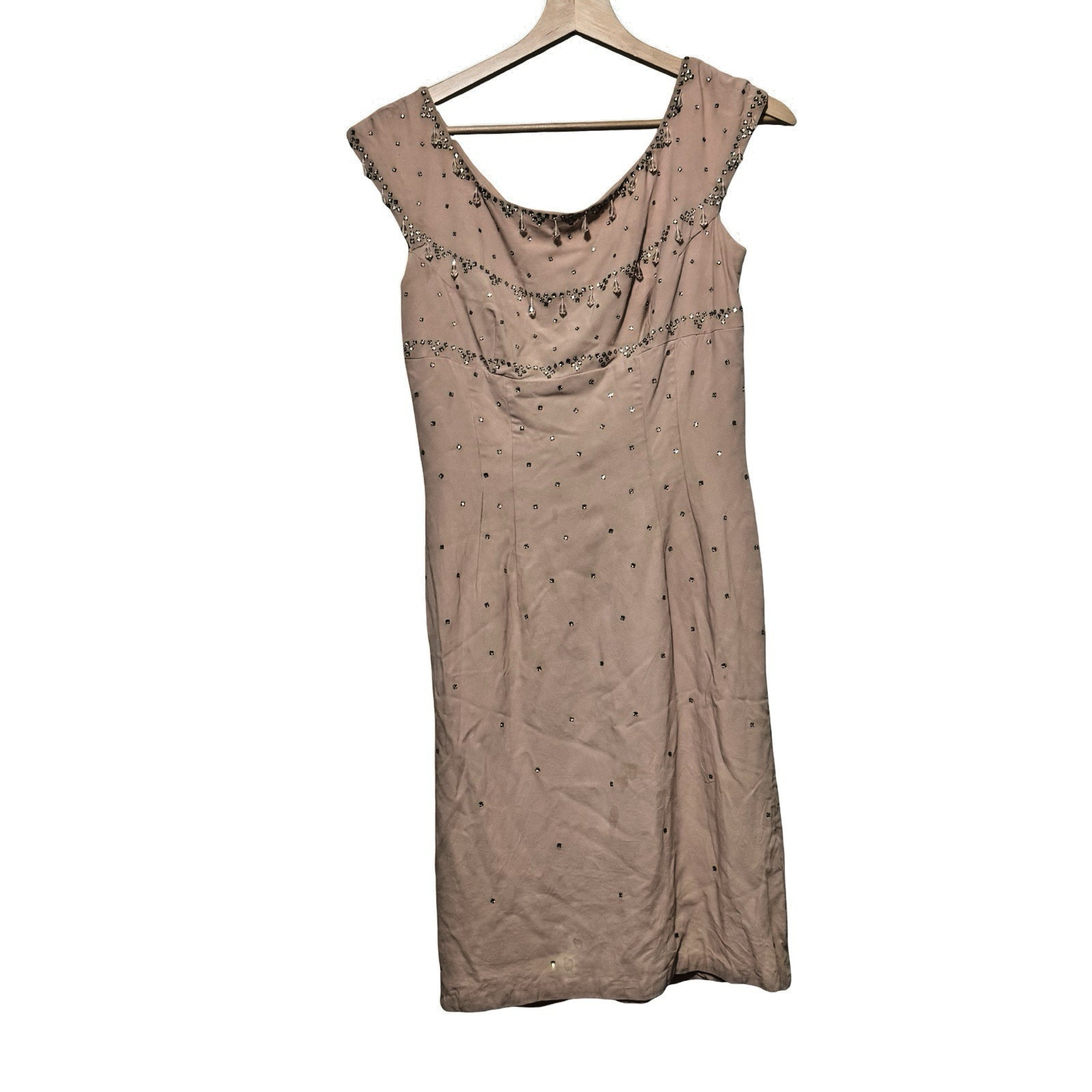 Vintage 50s 60s Beaded shift cocktail Dress pink size Small 5:30 Fashions XS