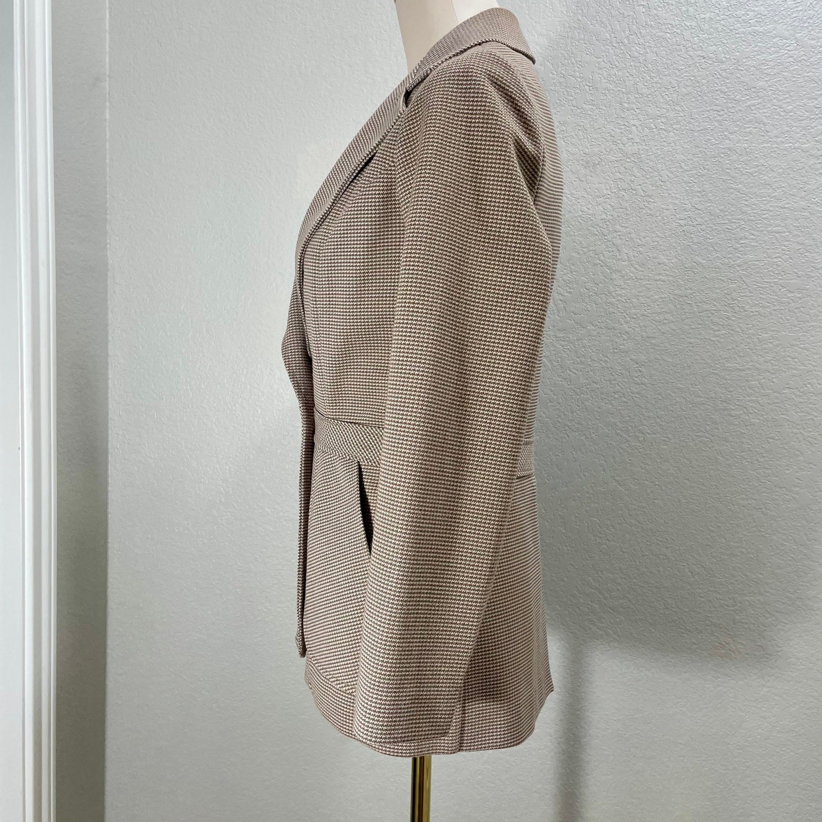 Charming Vintage 1970s Zio Brown Plaid Blazer Jacket Textured Knit Grandpa