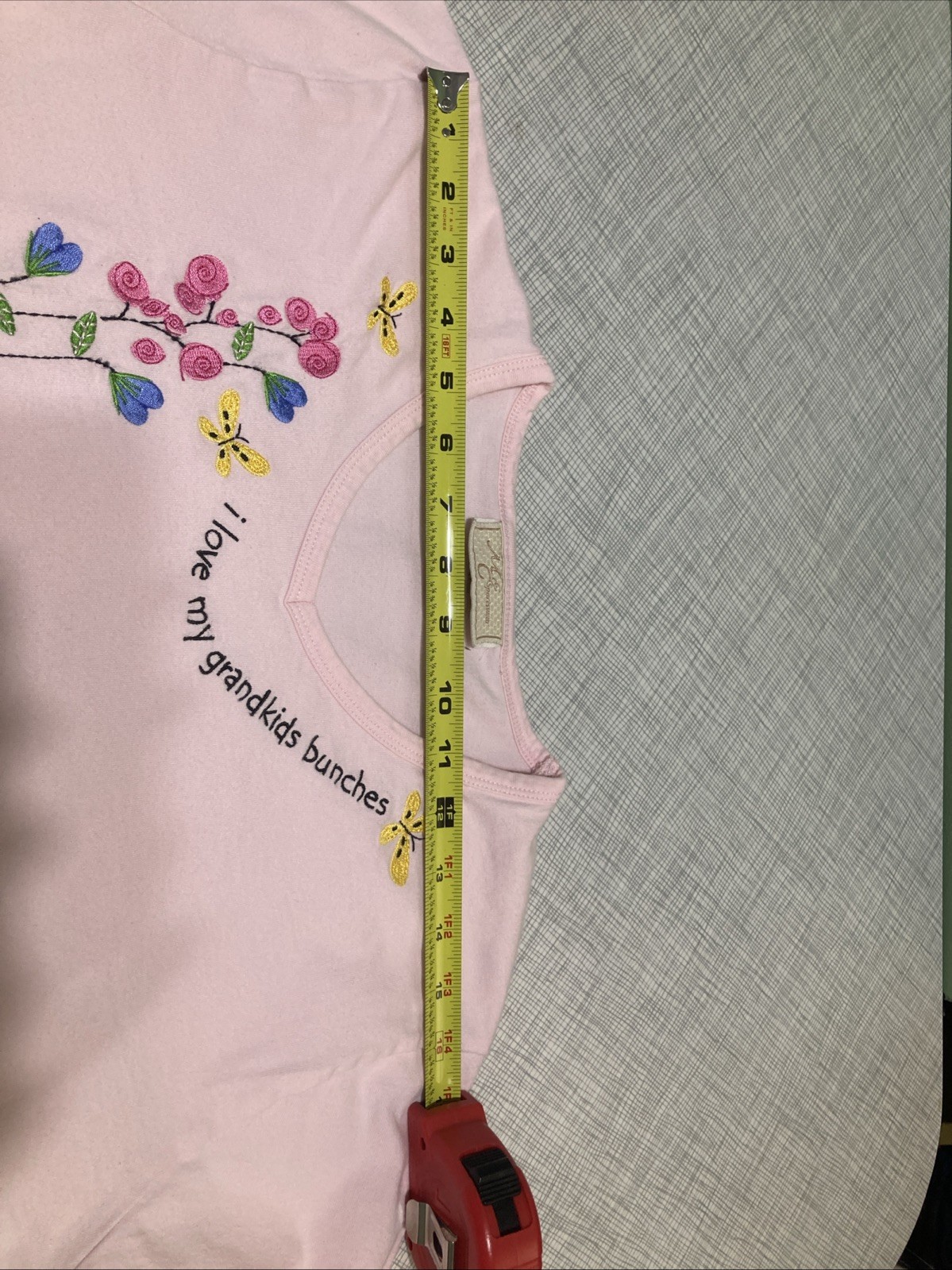 Vtg 90s Y2K M&C Sportswear Grandmacore Embroidered Pink V-Neck T-Shirt XL Cotton