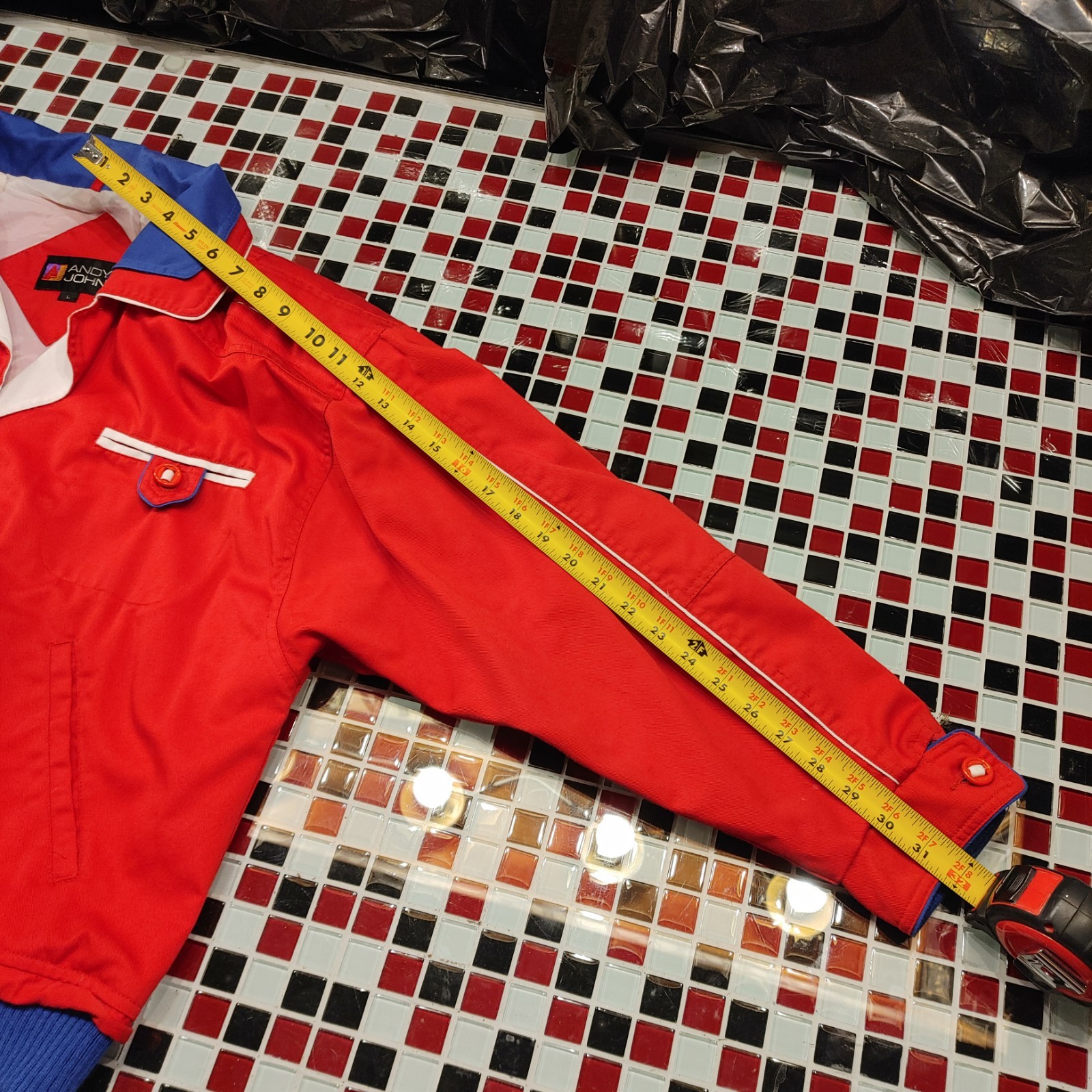 VTG Andy Johns Red Blue LARGE Womens Jacket Coat