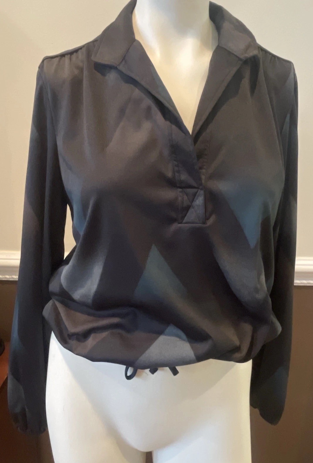 Vintage 60s-70s Women’s LEO PALEY NY Long Sleeve Blouson Blouse Size 12 Black