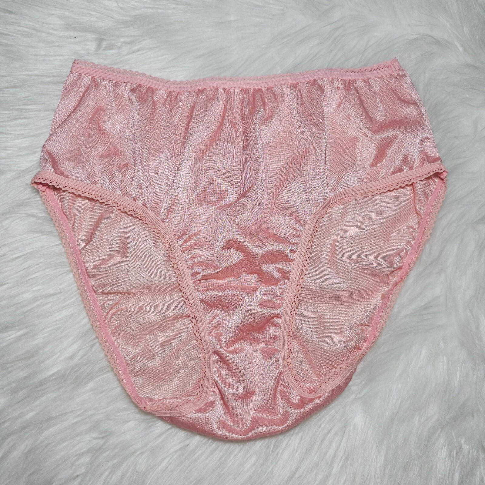 Vintage Silky Peach Panty 100% Nylon Sissy Sheer Brief Size 6-7 Hip 35-39″