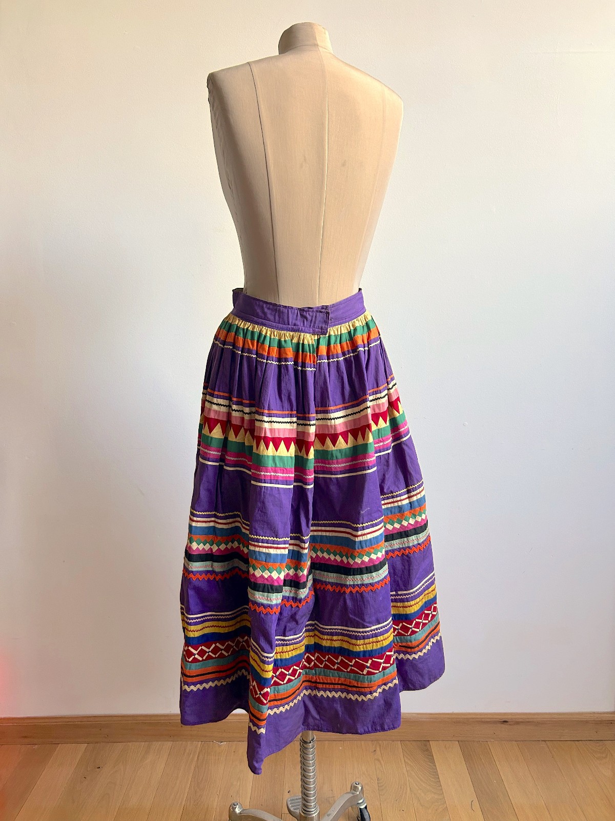 Vintage Colorful Native American Quilted Patchwork Skirt Seminole