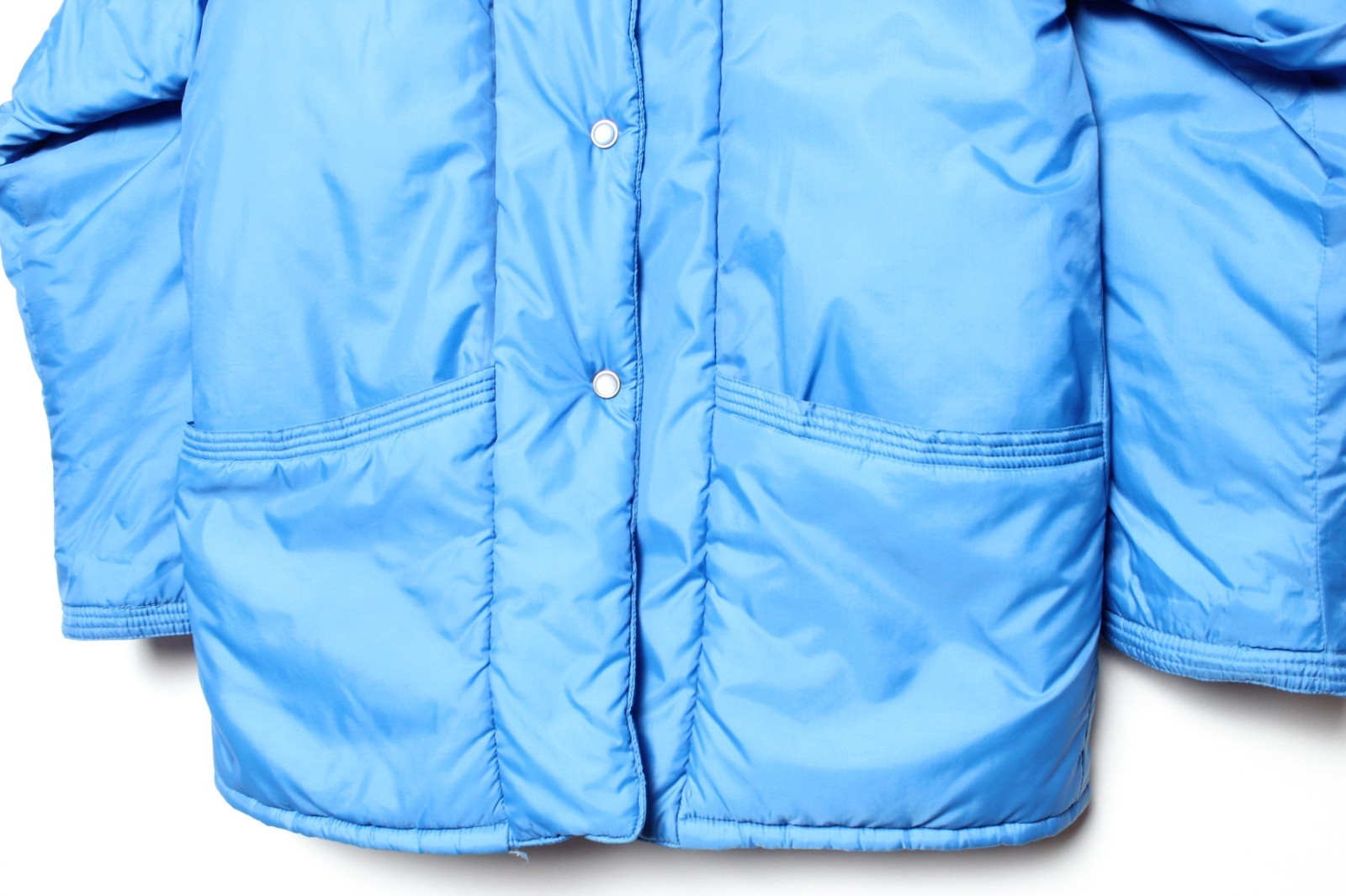 Vintage 1990s Haband For Her True Blue Puffer Chore Coat with Metal Snaps – 12