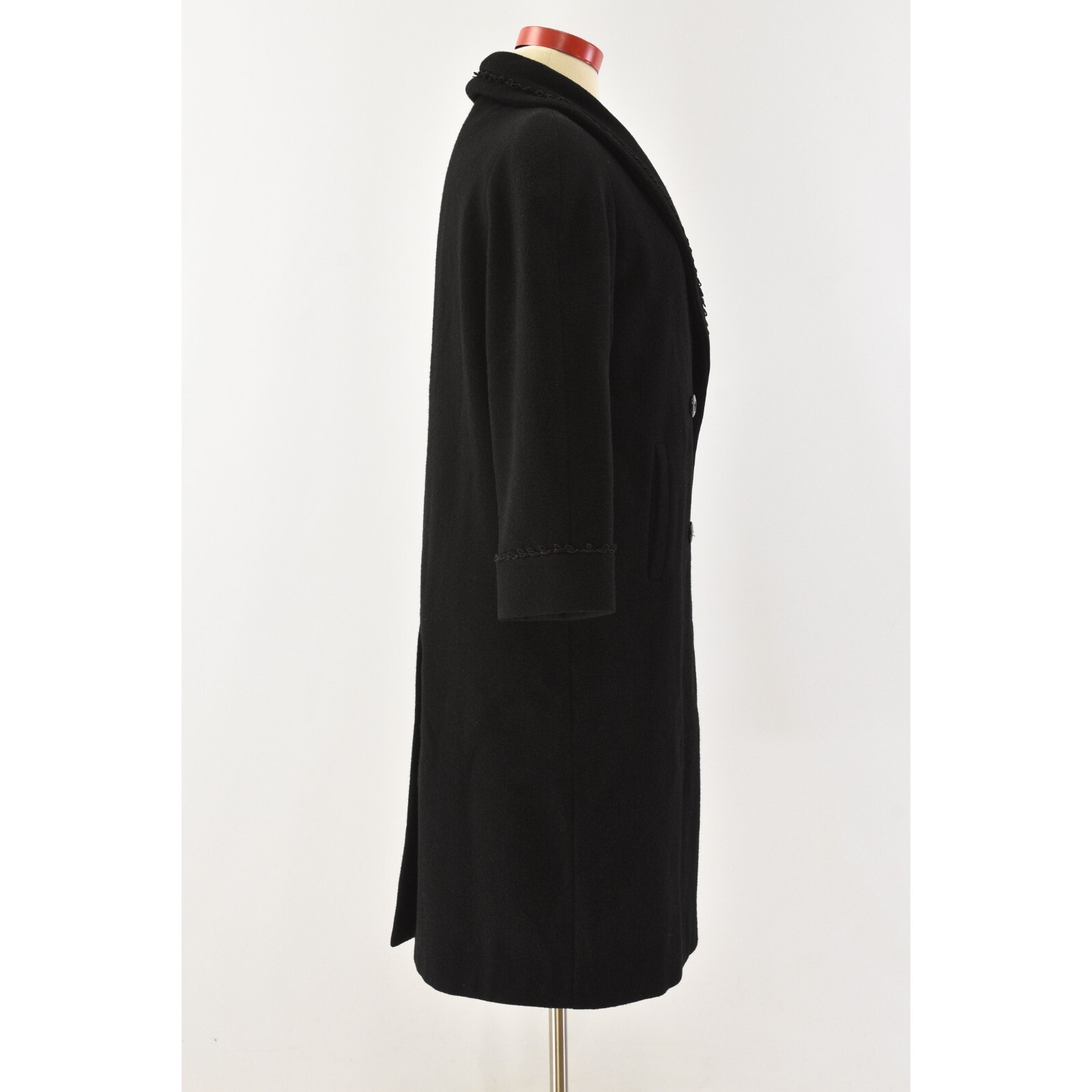 Donnybrook Black Corded Topcoat for Women Goth % Wool P Petite Vintage Coats