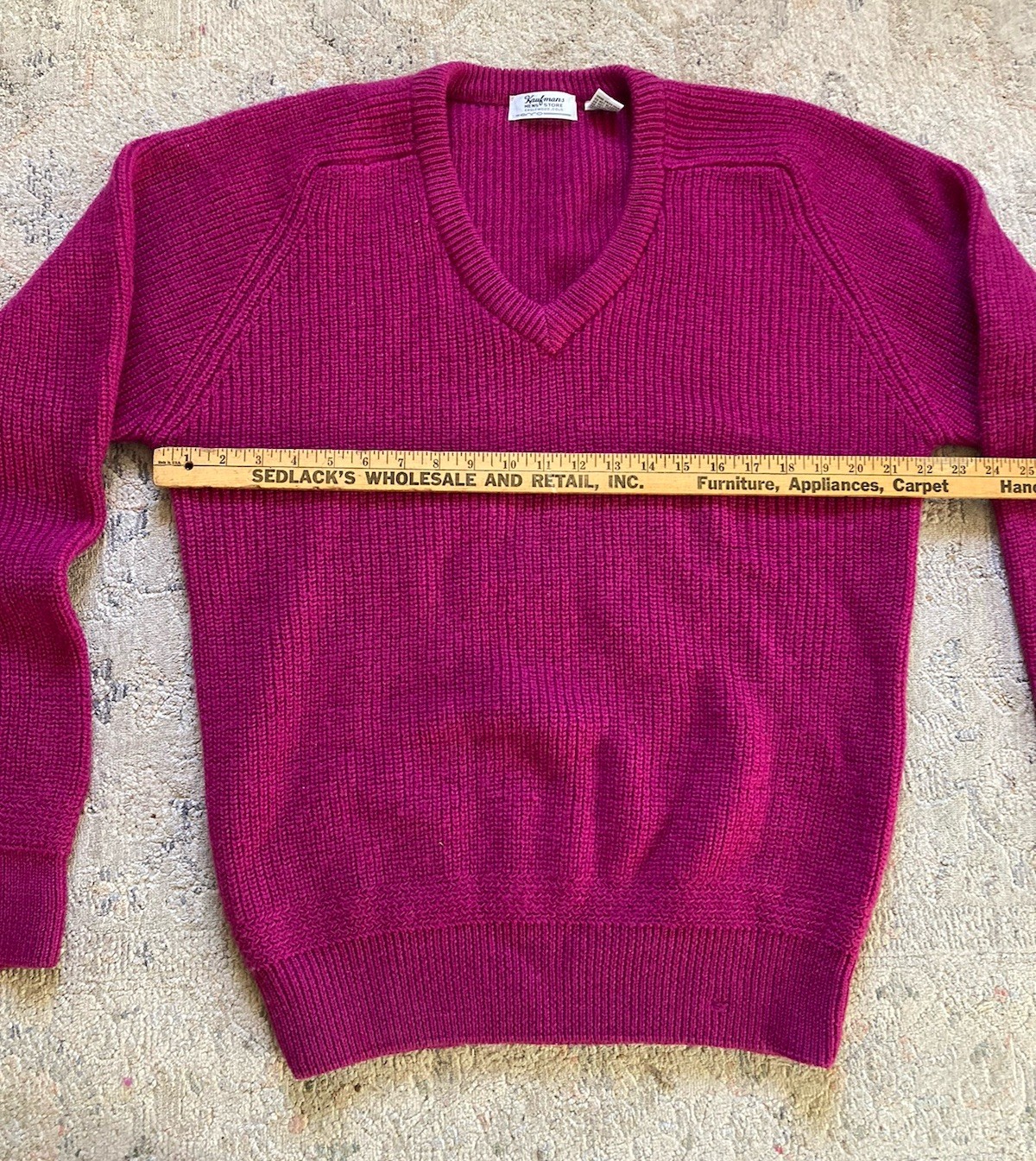 Vintage Wool Sweater XLT Chunky Fishermans Ribbed Knit 90s Preppy Pink Unisex