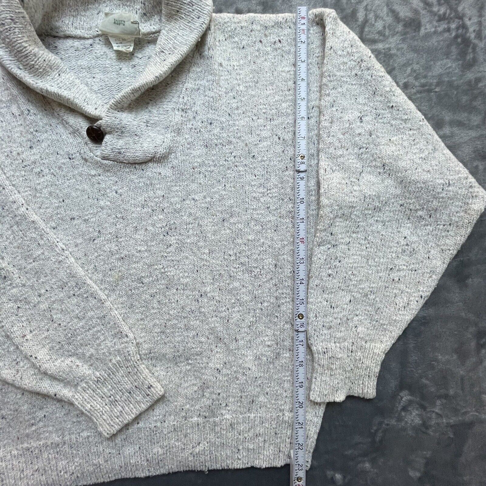 Vintage Northern Reflections Sweater Medium Cream Speckled Button Collar Earthy