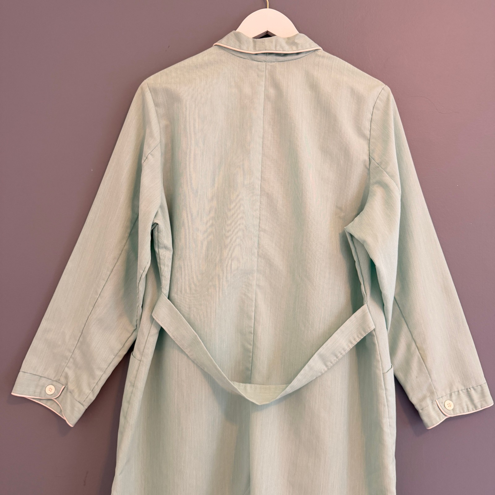 VTG 60s Hopkins Pub Hlth Uniform Green/Wht Pinstripe Actual Pediatricians Coat