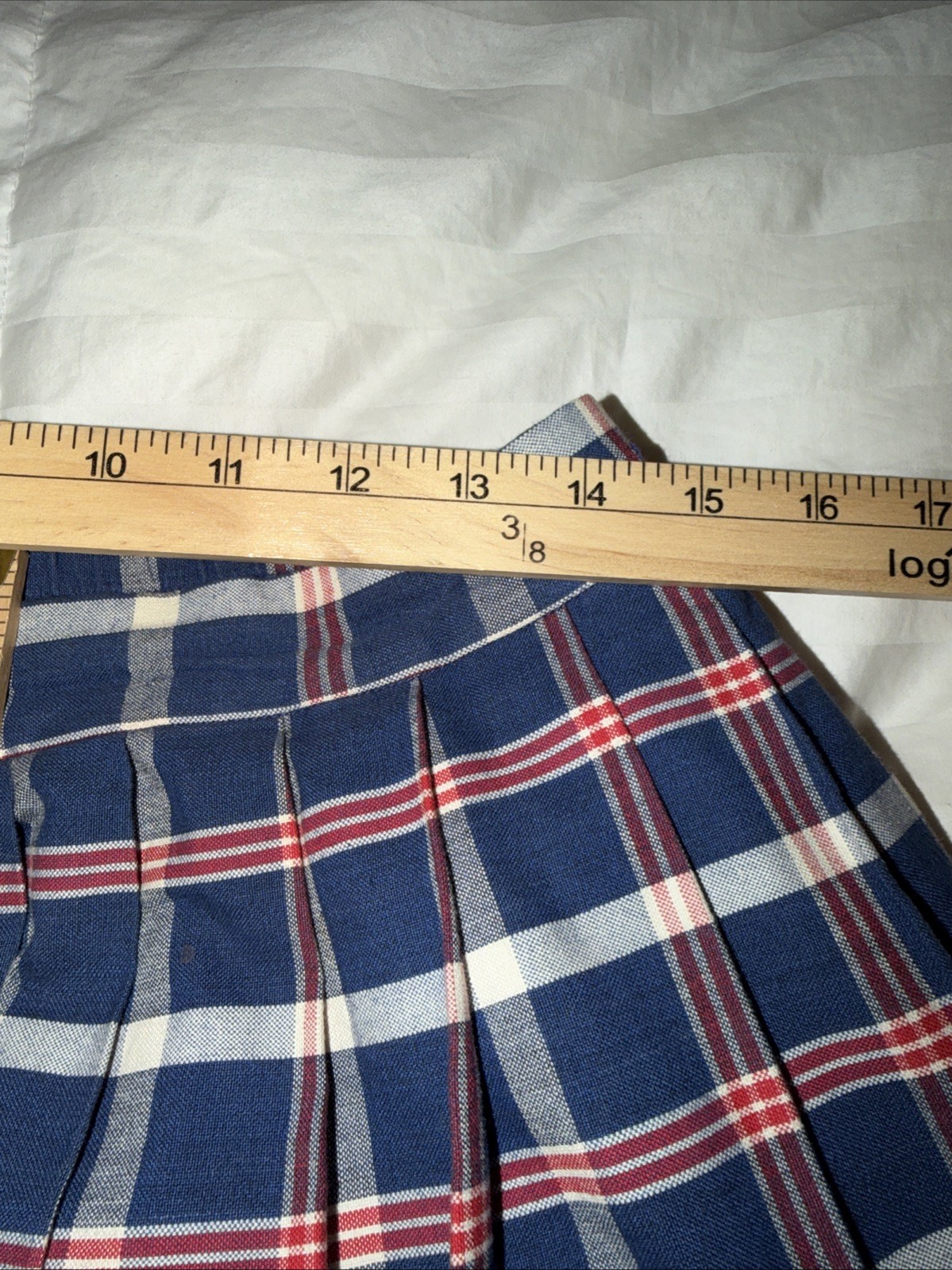 Vintage Women Plaid Skirt Sz 8 10 Red White Blue PleatsPockets Midi Prairie USA
