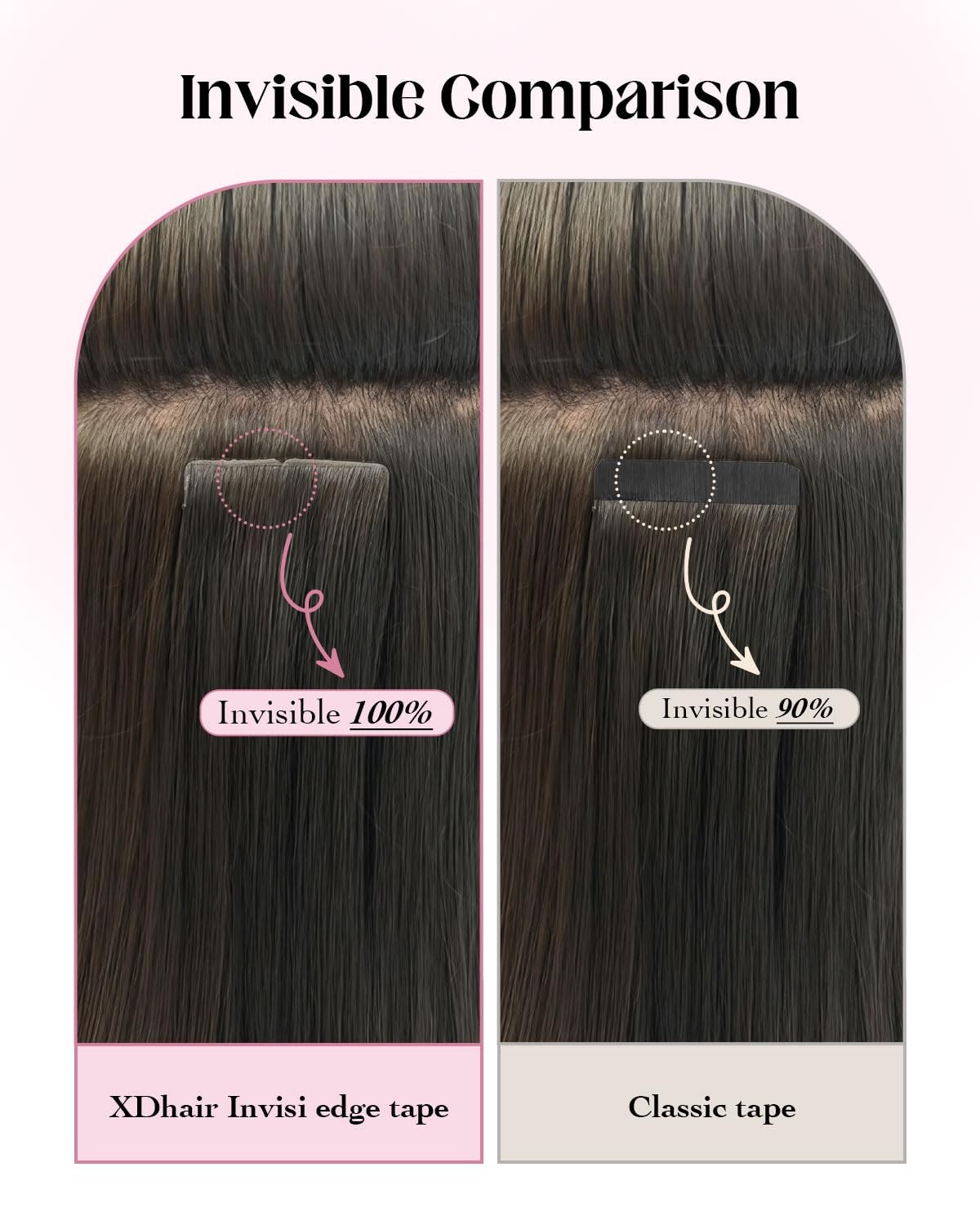 XDhair Invisble Tape in Hair Extensions Human Hair Ash Blonde Highlight Platinum