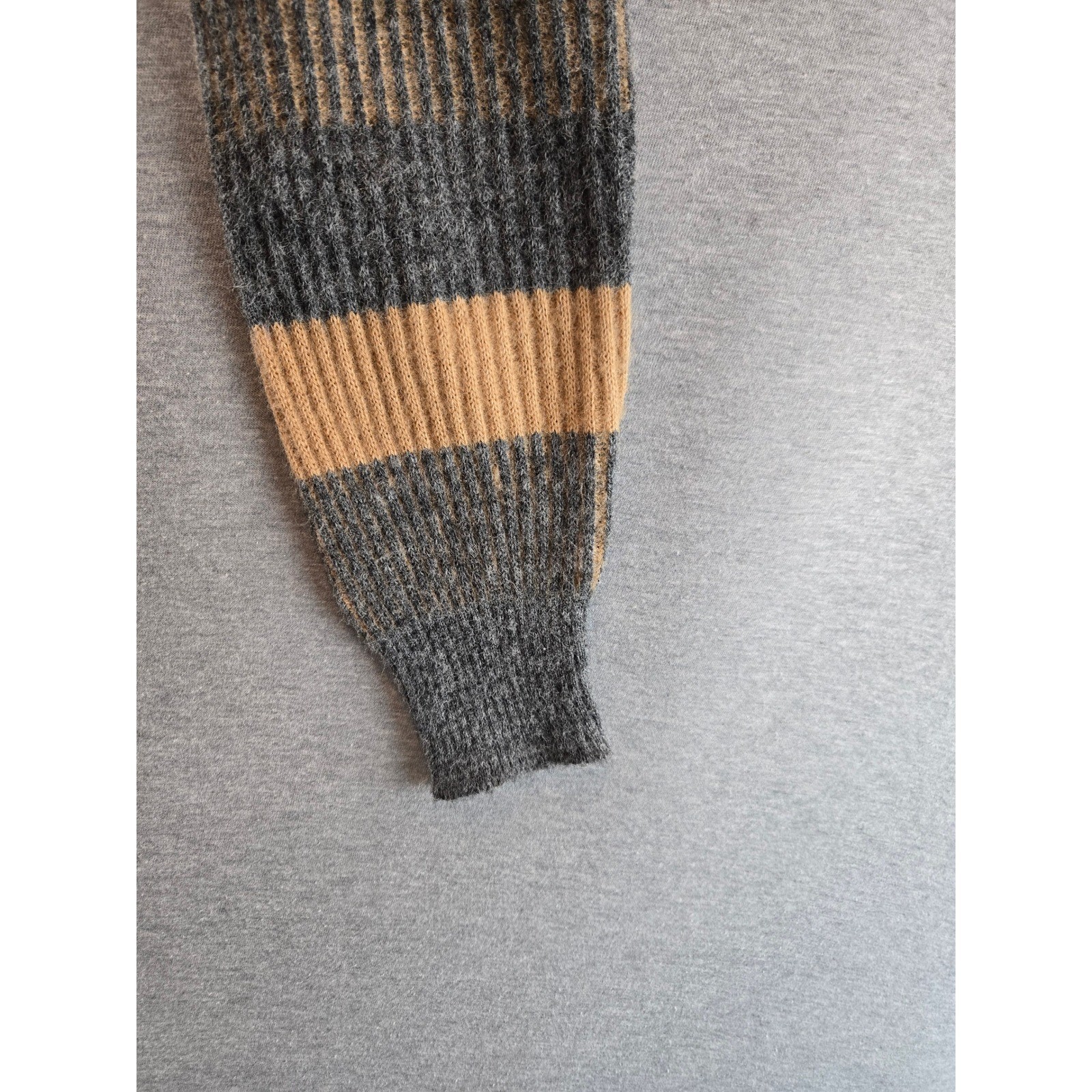 Cape Codder Joan Marie Sweater Women M Grey Tan Wool Striped 1950s True Vintage