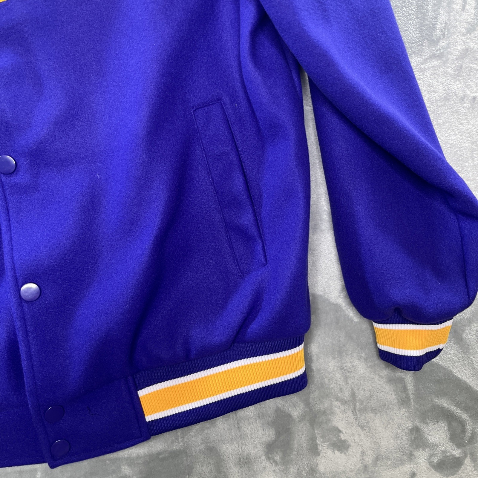 Rhinebeck NY High School Purple Yellow Letterman Stitched Button Jacket Large