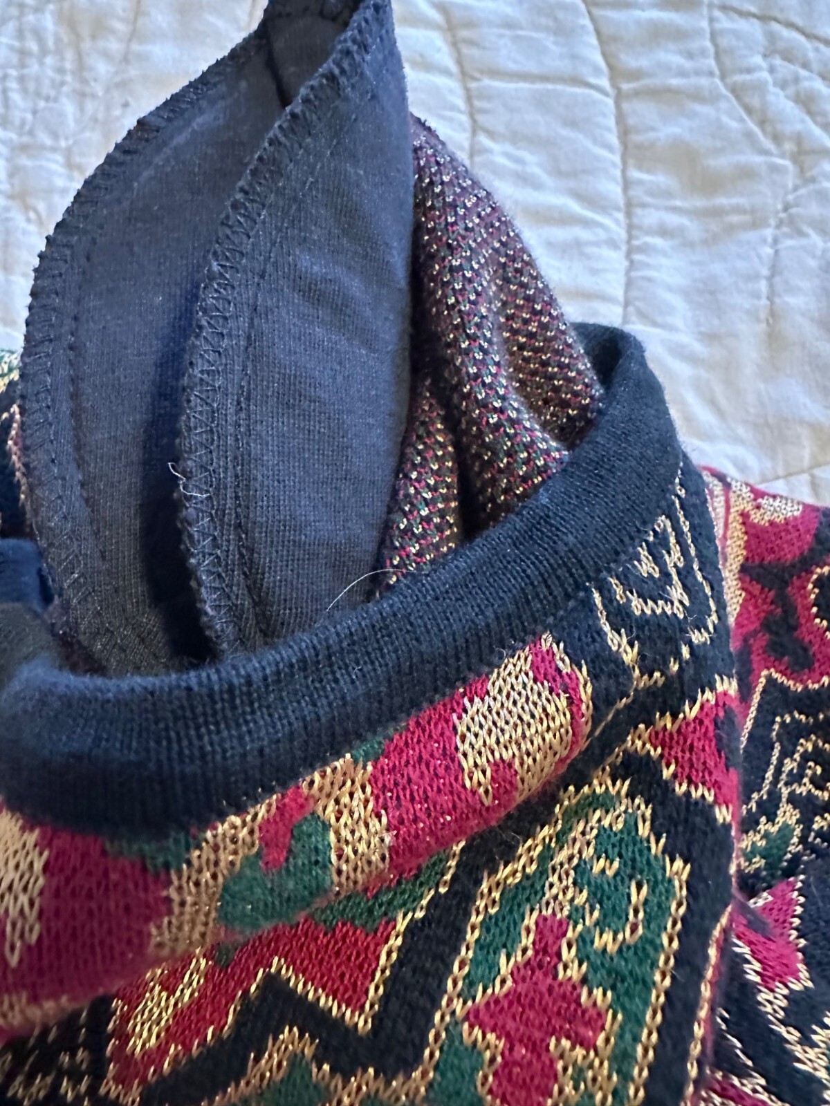VTG 80s 90s Tapestry-Jumper Sweater Shoulder pads Retro cotton blend Grannycore