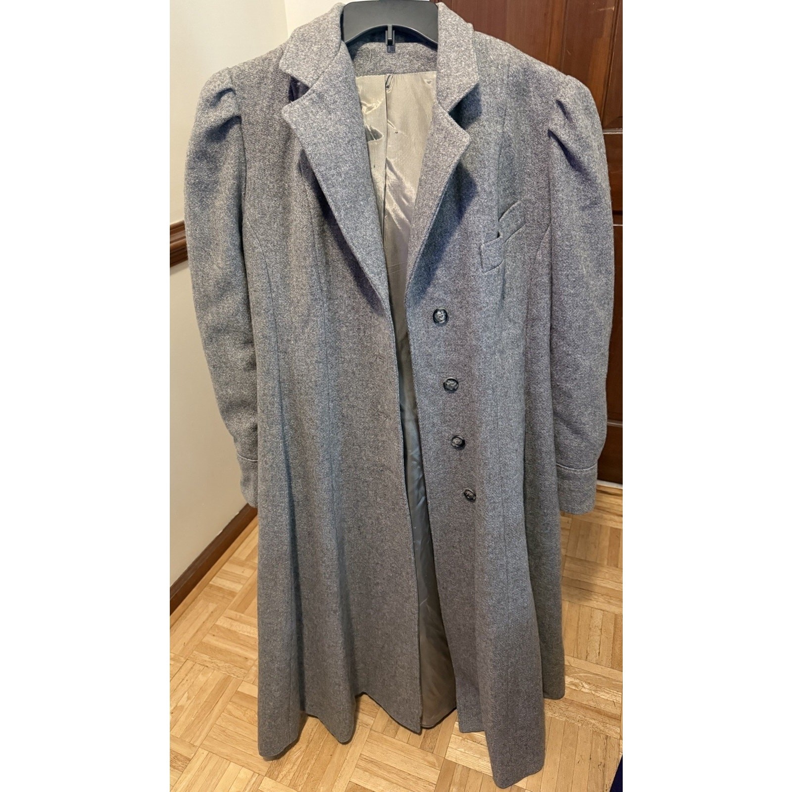Vintage 80% Wool Fit and Flare Coat ILGWU Union Made Princess Seam Maxi Coat
