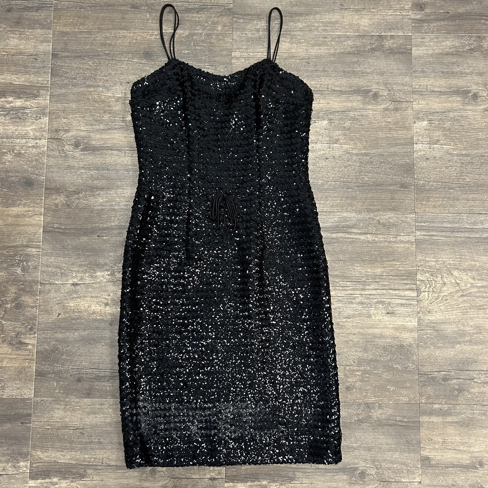Vintage Carol Robins Sequin Black Strap Evening Dress NO SIZE TAG