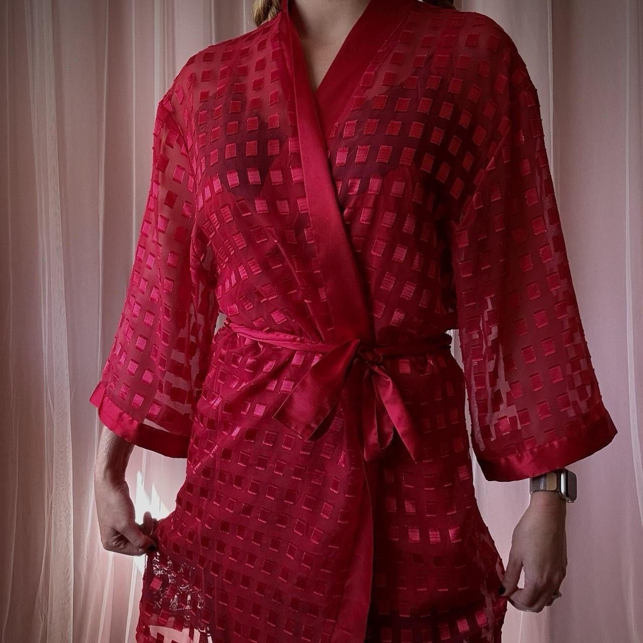 Vintage Red Organza Robe