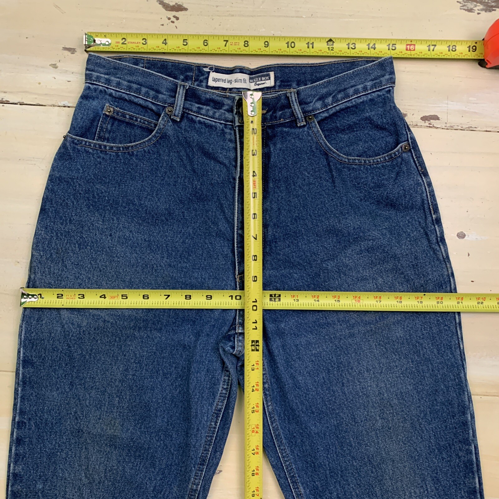 BUGLE BOY: Vtg 80s-90s High Waist Tapered Mom Faded Blue Jeans, Womens 10 x 30 L