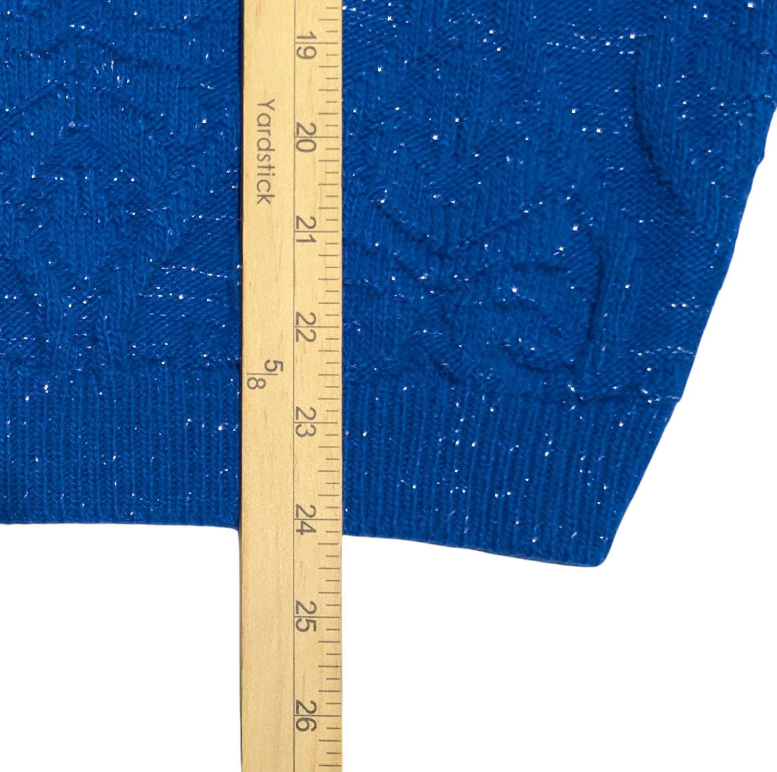 Vintage Women’s M Knit Sweater Top Blue Silver Metallic Retro Preppy Glam 1980s