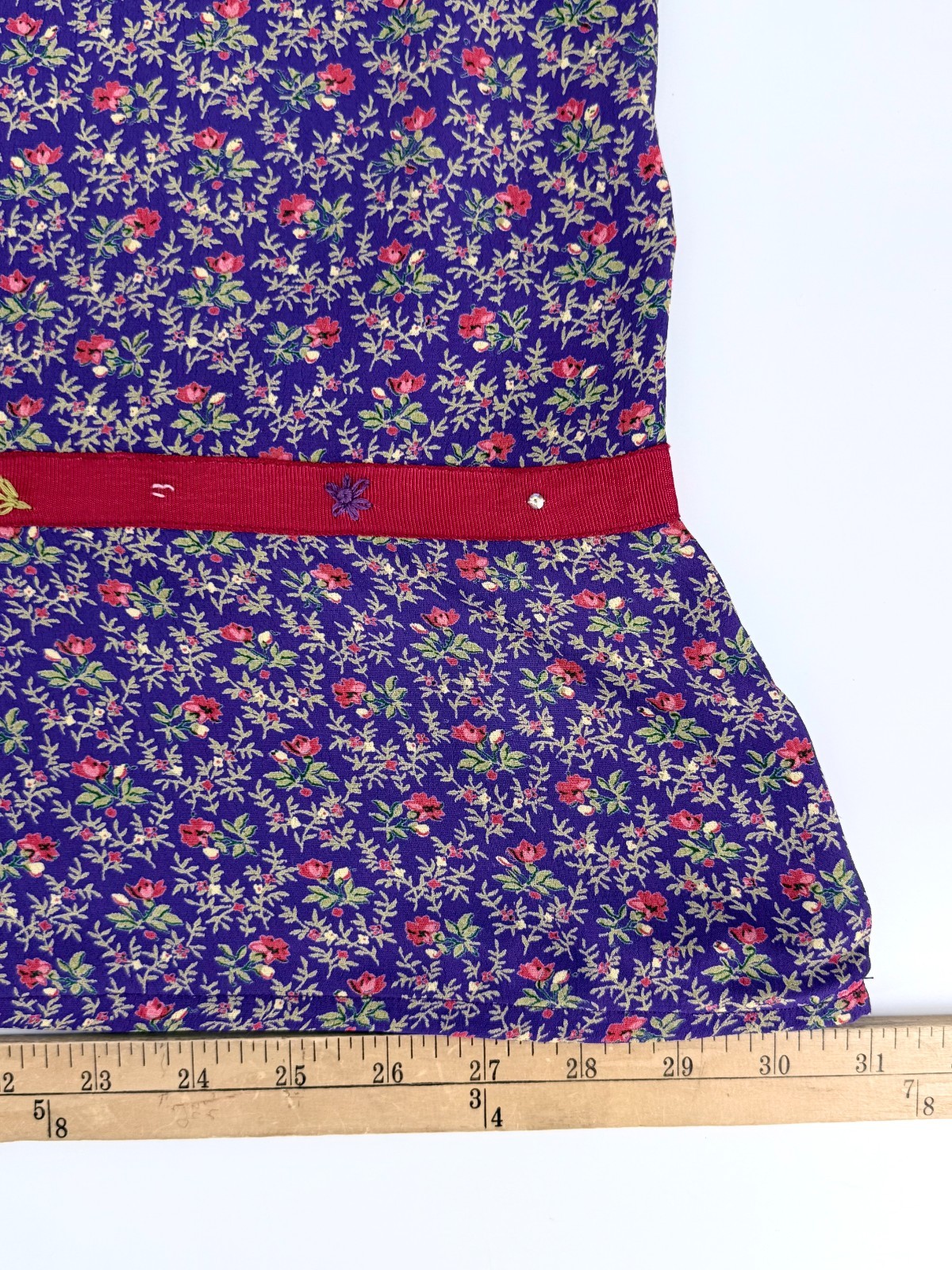 VTG 90s April Cornell Purple Ditsy Floral Rayon Maxi Shift Dress XL Cottagecore