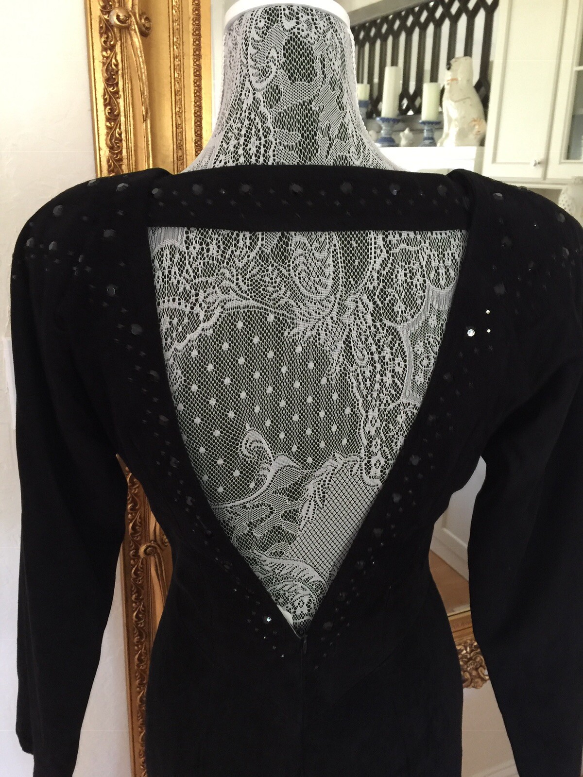 1980’s Vintage Black Suede Evening Dress By Vakko