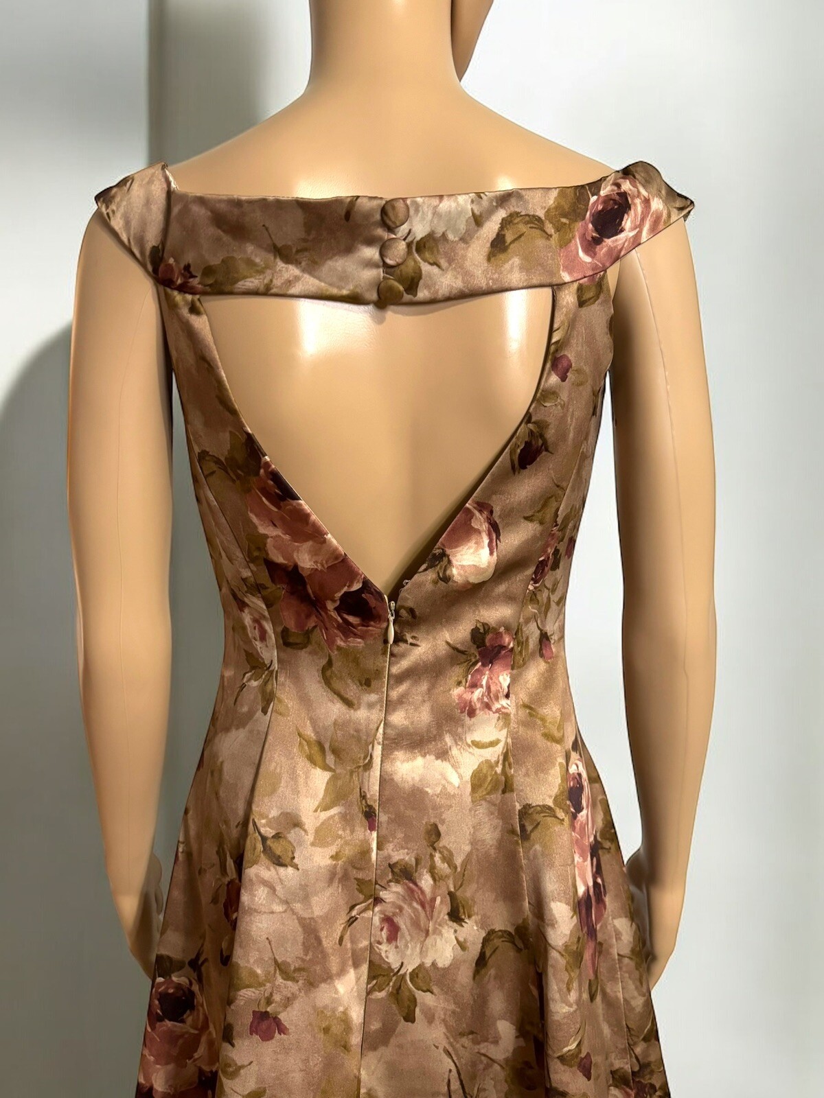 Vintage 70Ss Does 1950s Floral Fit And Flare Boat Neck Evening Dress True Vtg