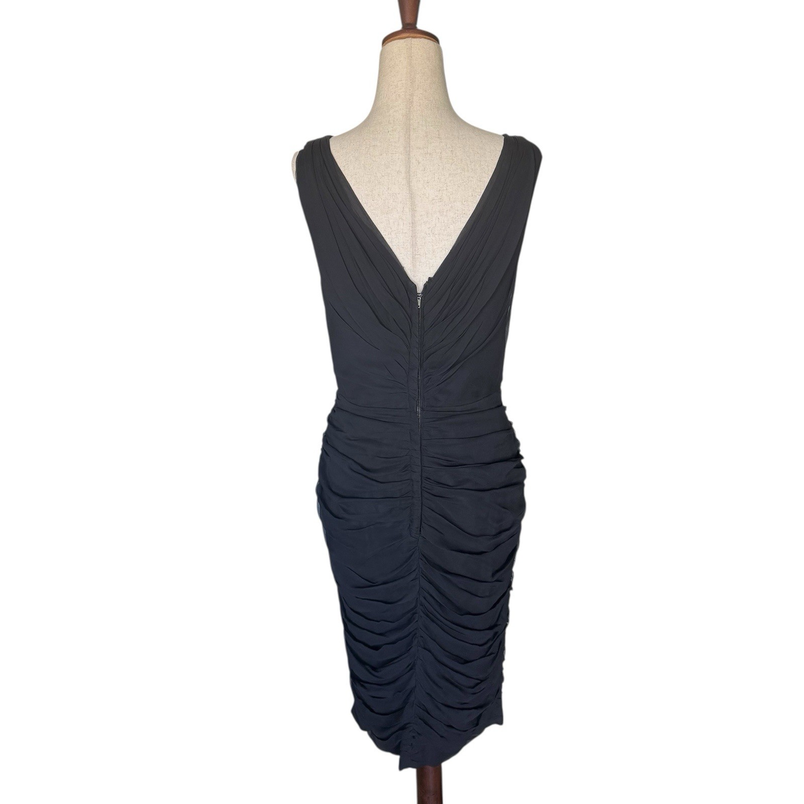 Vintage 50s 60s Black Chiffon Sleeveless Evening Cocktail Wiggle Dress Dessés S