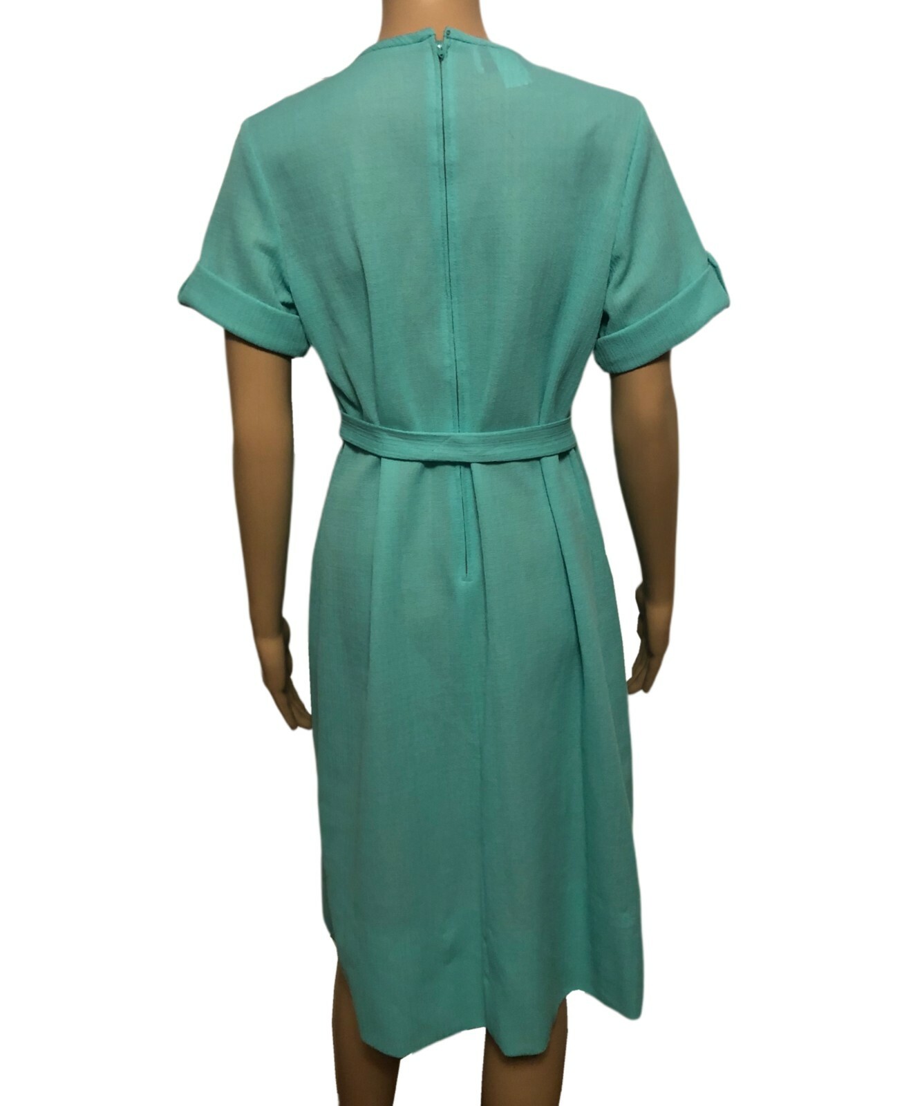 womens vtg 1970s Bleeker Street Belted Sheath Dress 12 NWT Retro Pistachio Green