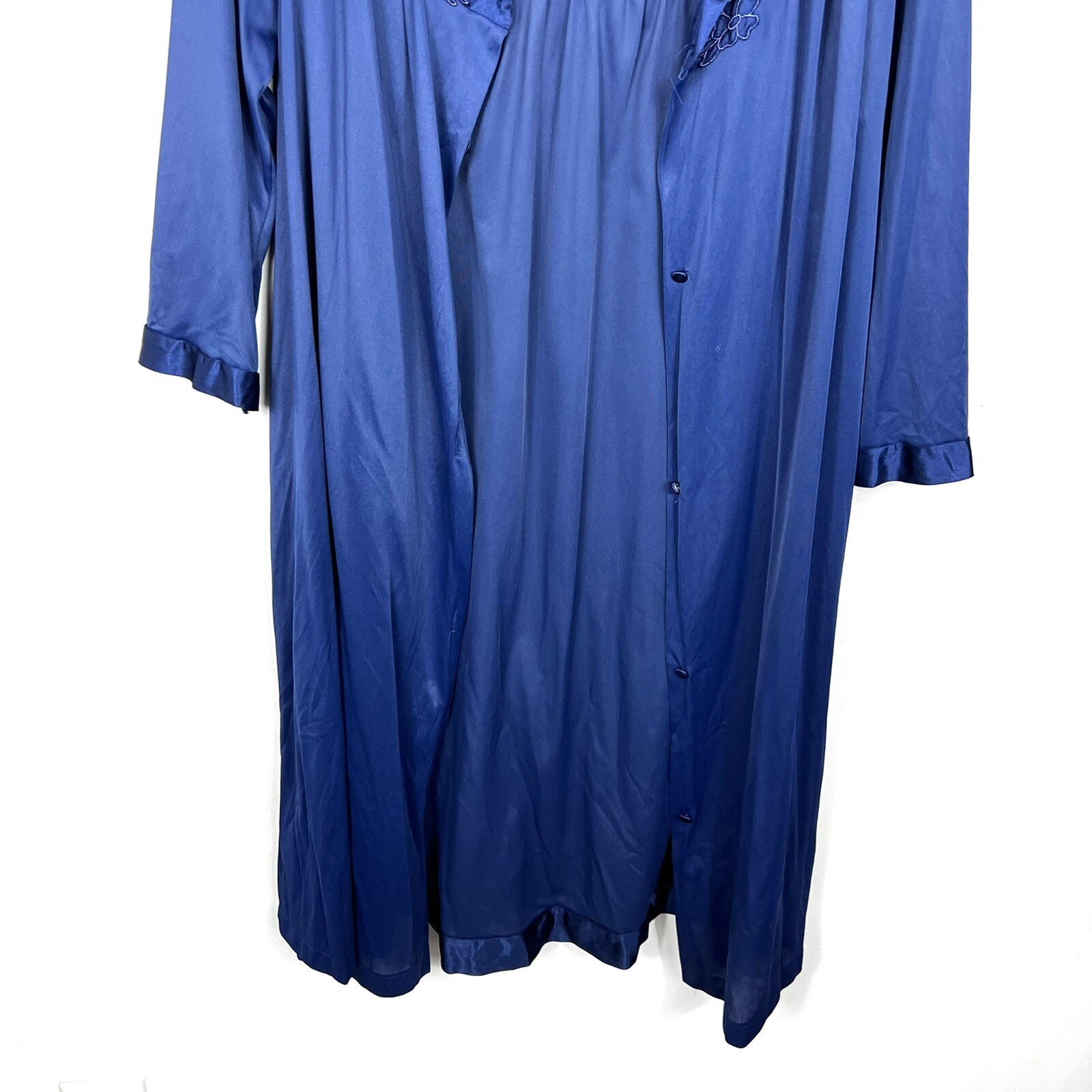 Vanity Fair Vintage Nightgown Blue Nylon Small Medium Robe Slip Set USA Made