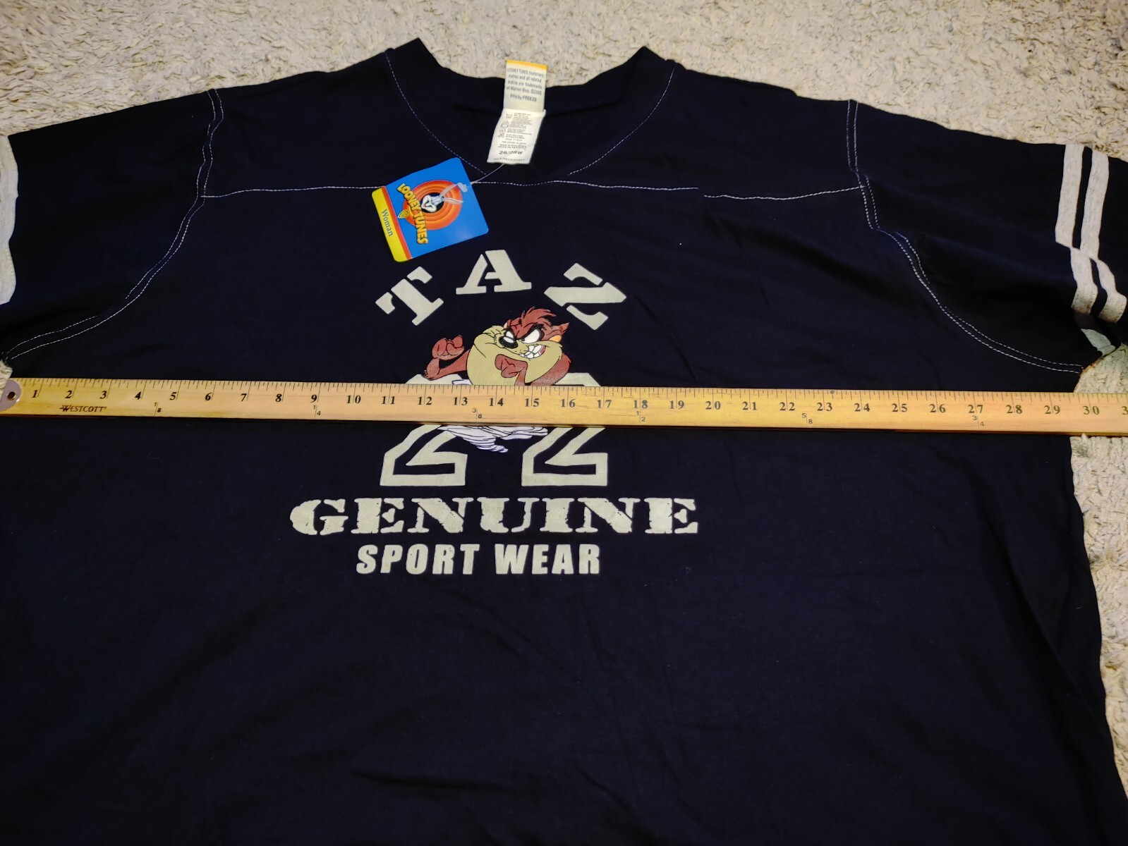 Looney Tunes Vintage Y2K Women’s Taz T-Shirt Navy Blue XL 26/28W NWT Graphic Tee