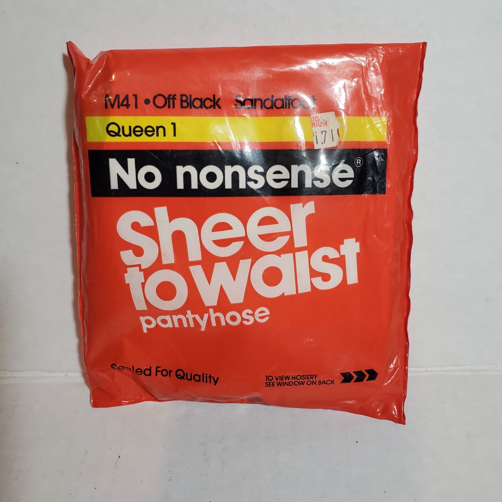 No Nonsense Sheer to Waist Pantyhose Vtg Sandalfoot OFF BLACK Size Queen 1 M41