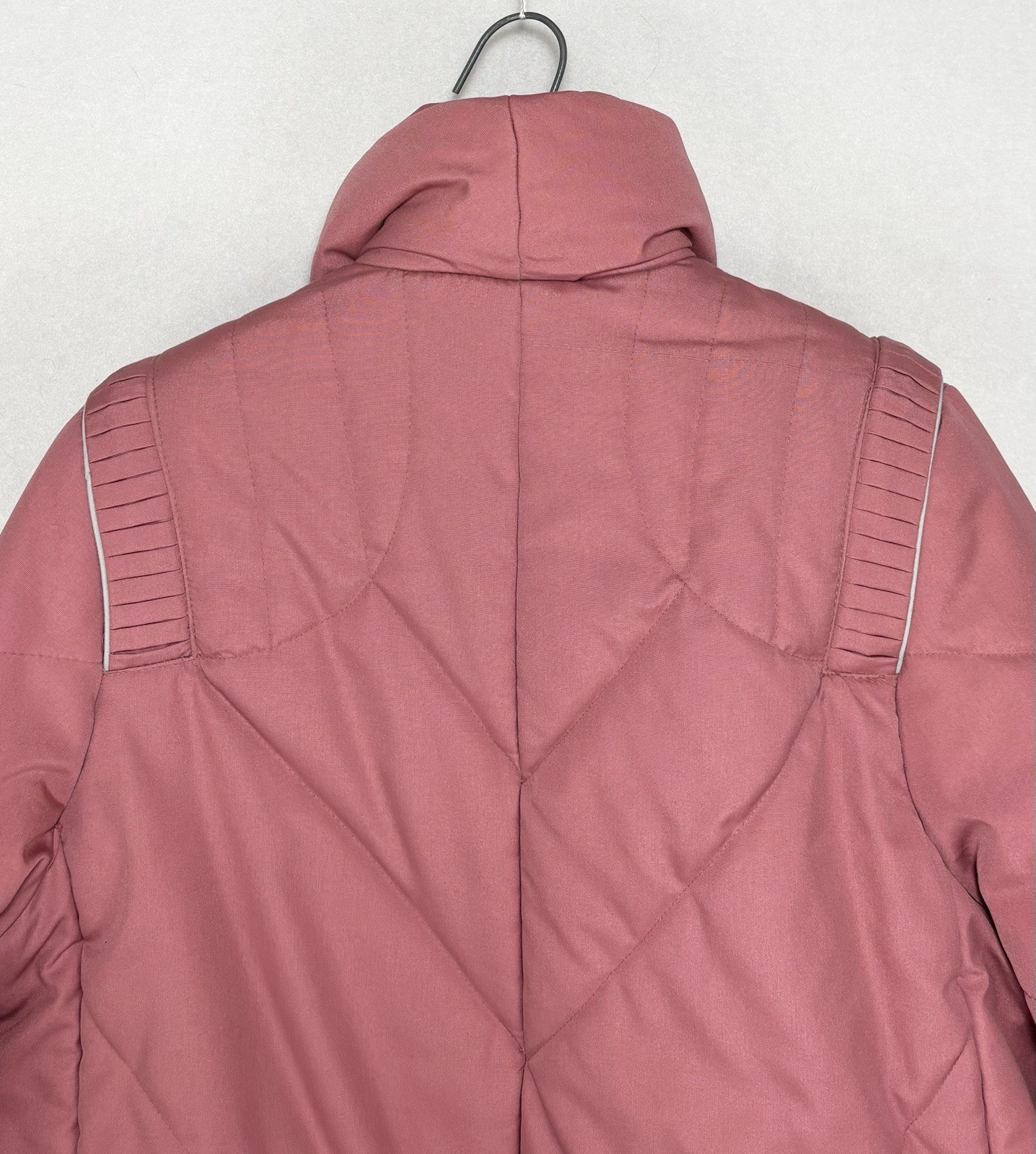 Vintage 70s Quilted Coat Size 14 Pink Long Puffer Jacket Toggles Snow Weather