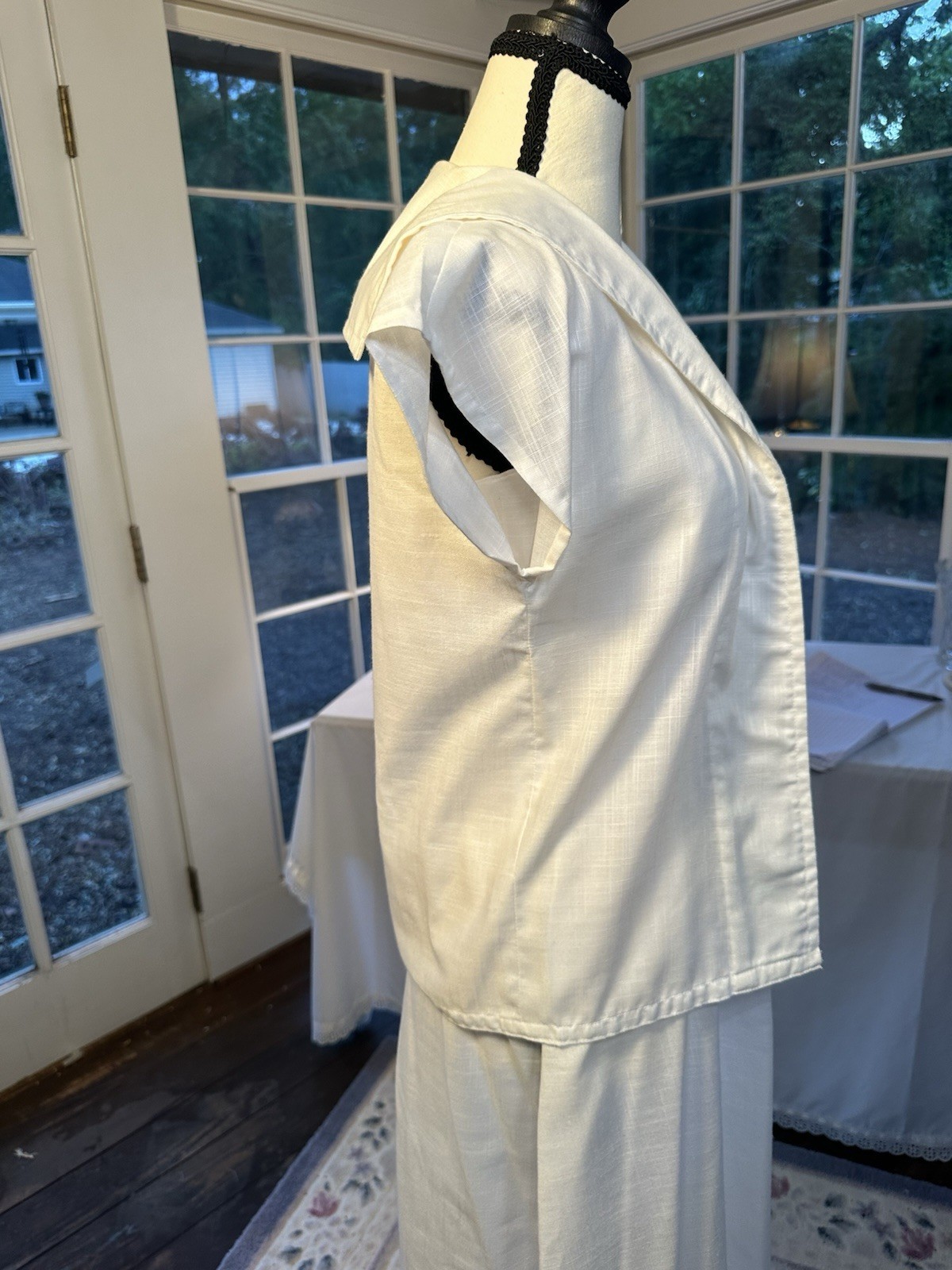 Vintage 50s Off-White Eggshell Swing Dress With Jacket Princess Bodice Small