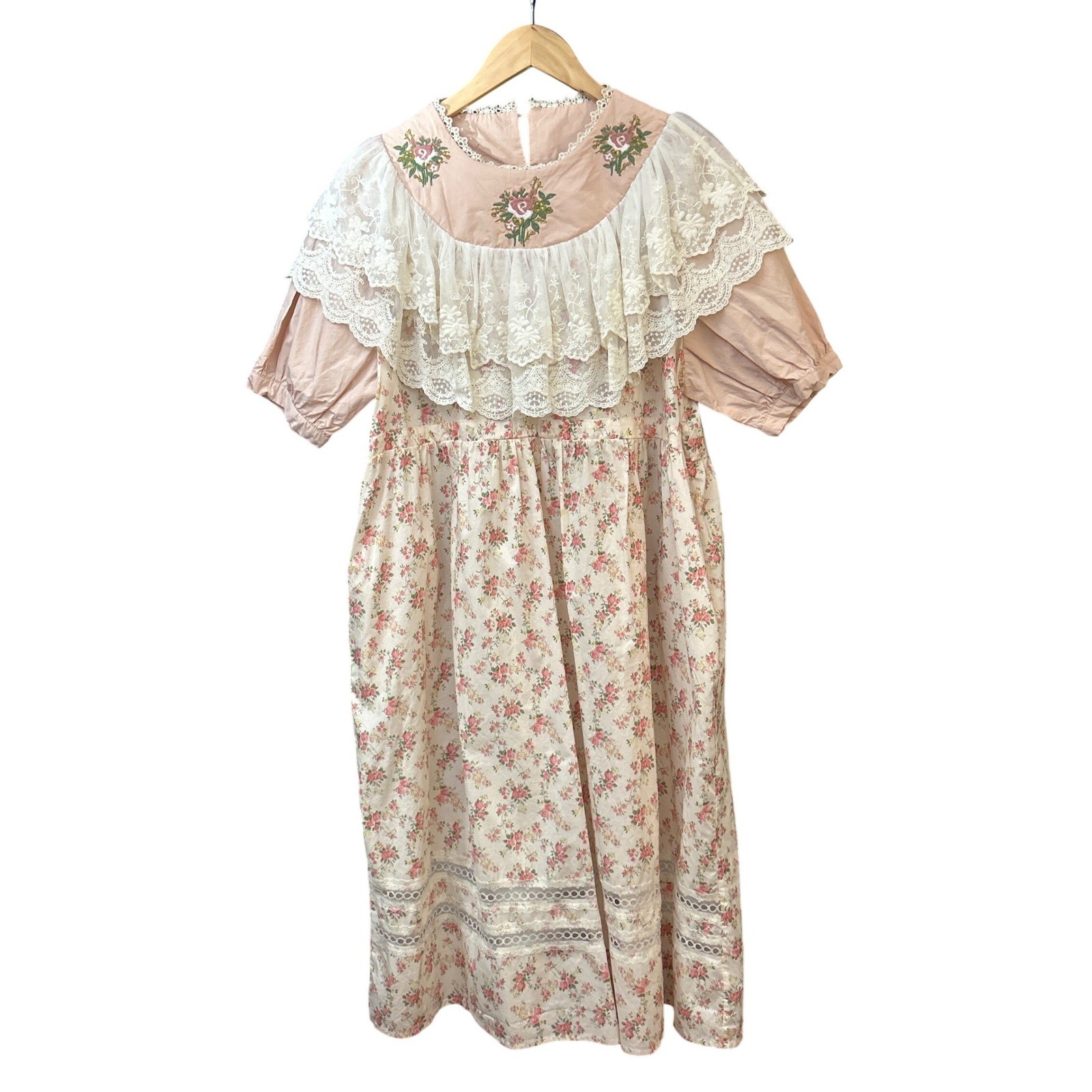 Vintage Floral Prairie Dress Cottagecore Victorian Lace Coquette Shabby Chic