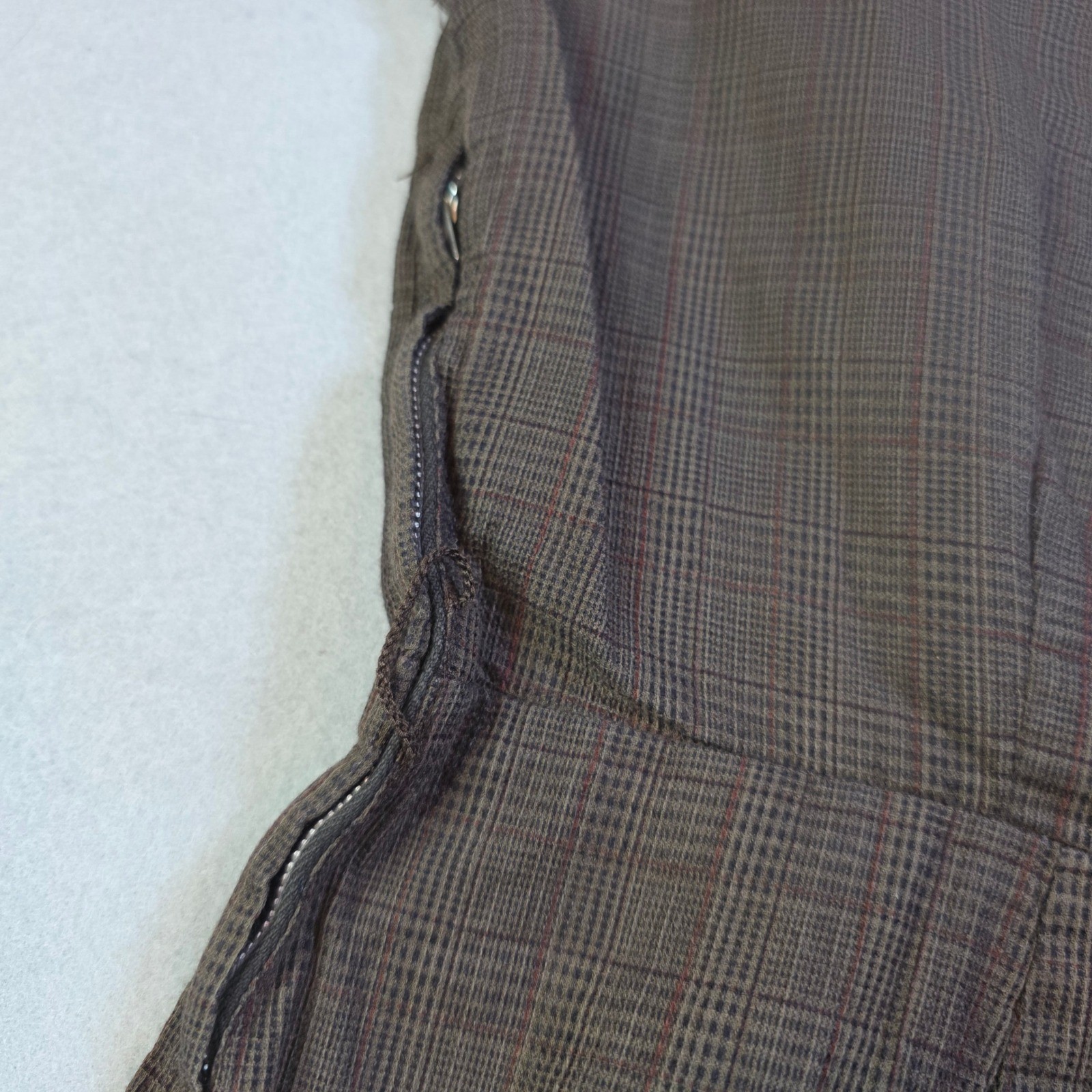 Vintage Mynette Brown Plaid Short Sleeve Midi Dress Academic Retro Size S