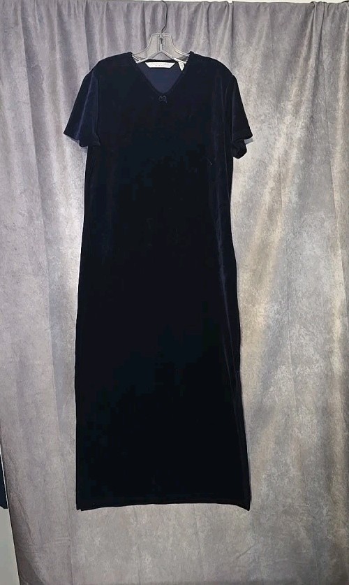1990’s VICTORIA’S SECRET COUNTRY COLLECTION Velour V-Neck Nightgown Blue Large