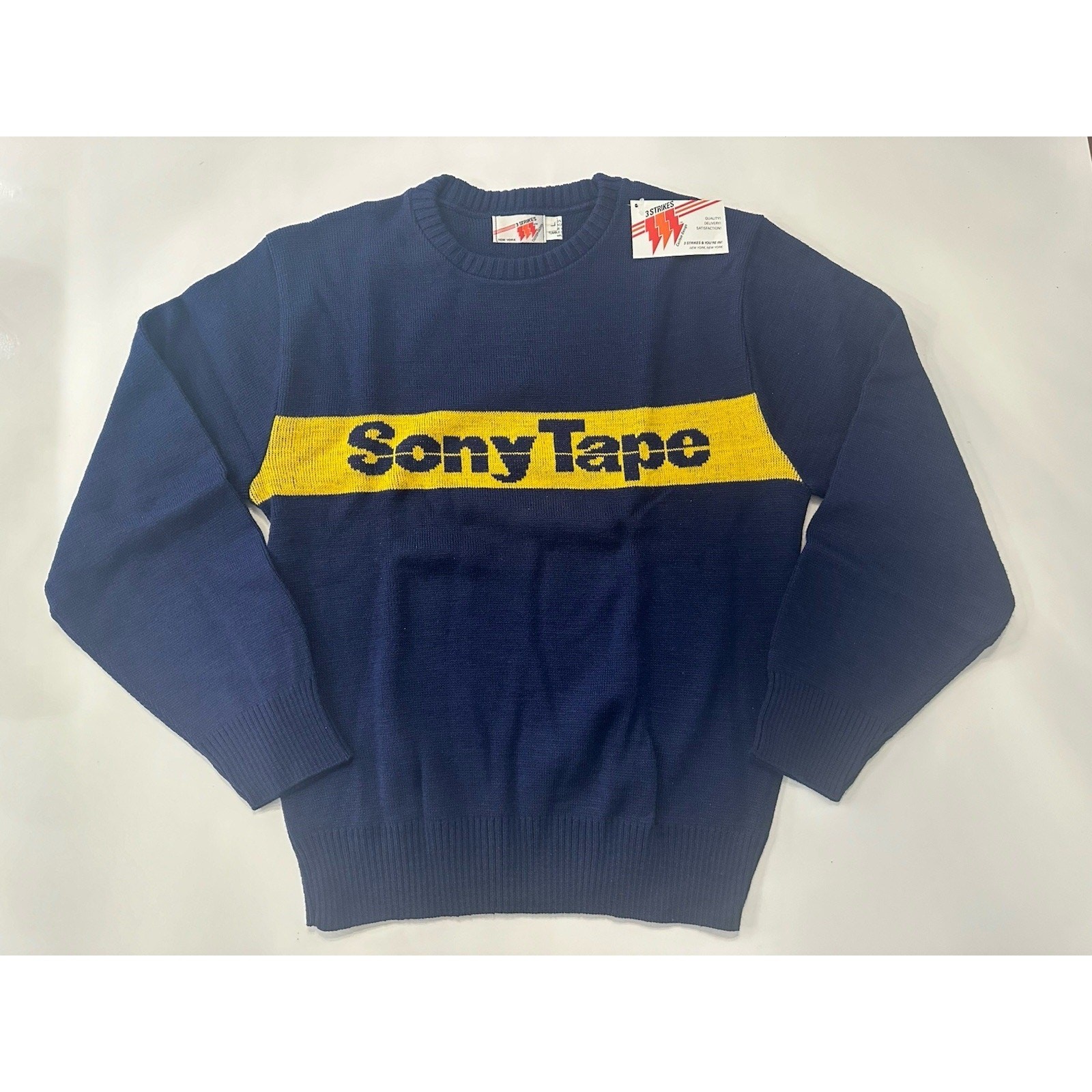 Vintage *NEW* Original 1980’s Navy 'Sony Tape’ Dealer Promo Sweater w/Tag Size M