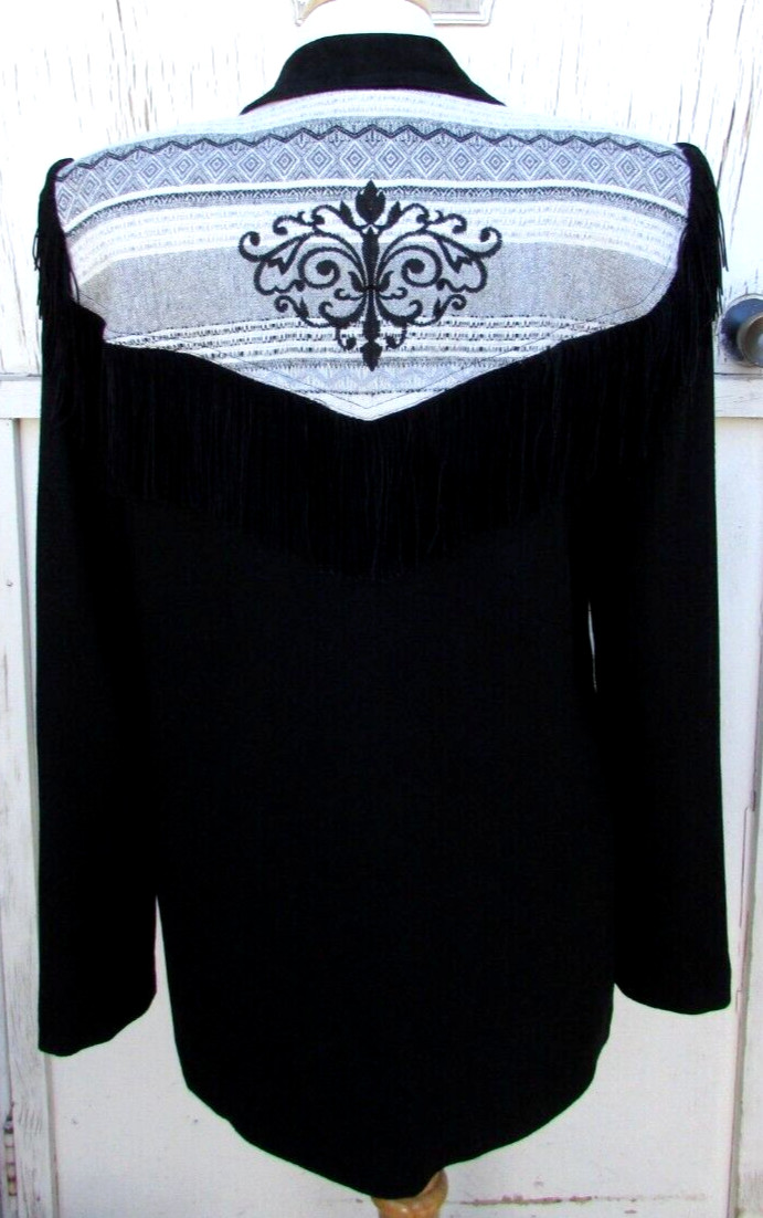 Vintage 80’s Criscione Jacket Black Western Fringed-XS