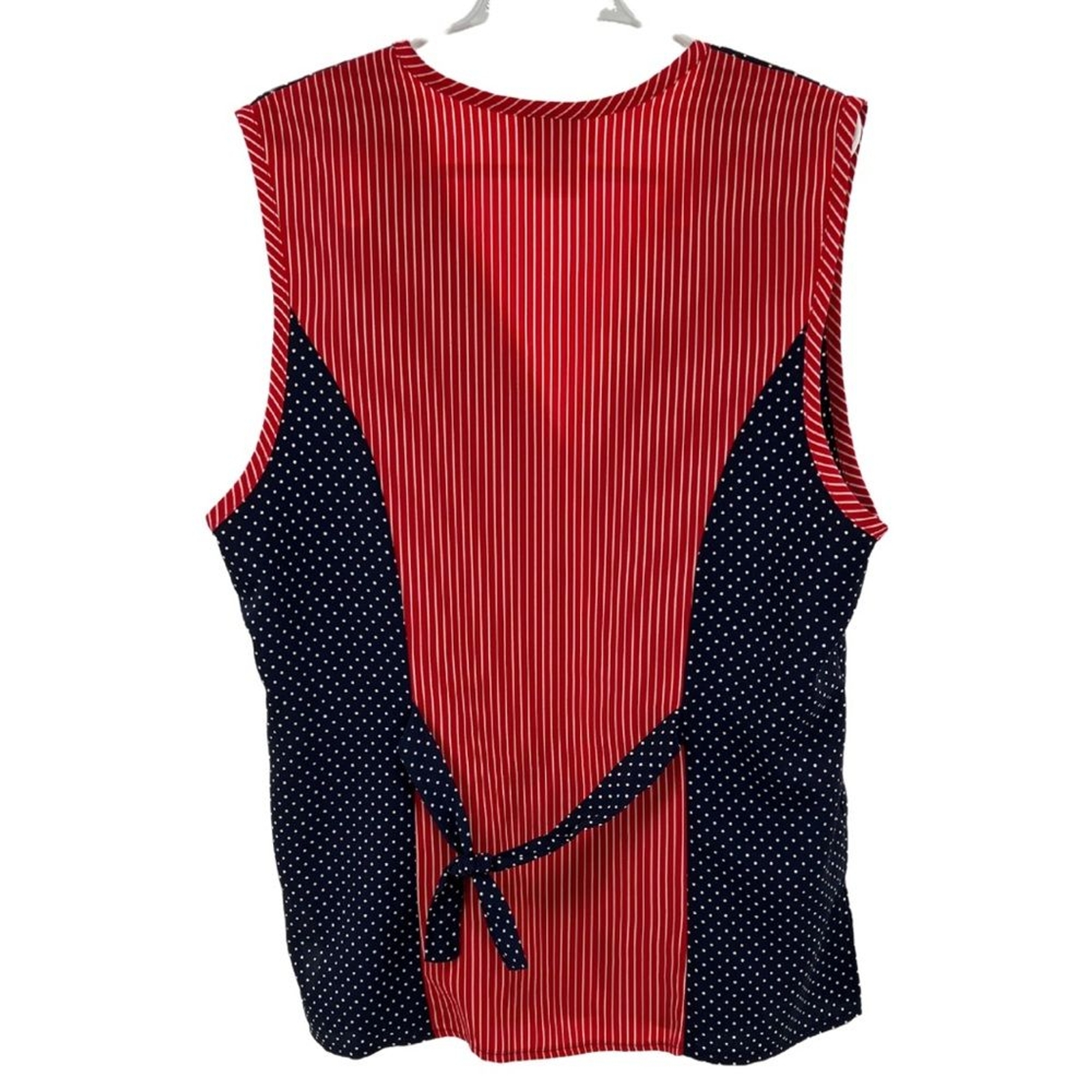Jo Hardin vintage vest polka dot stripes red white blue color block patriotic 12